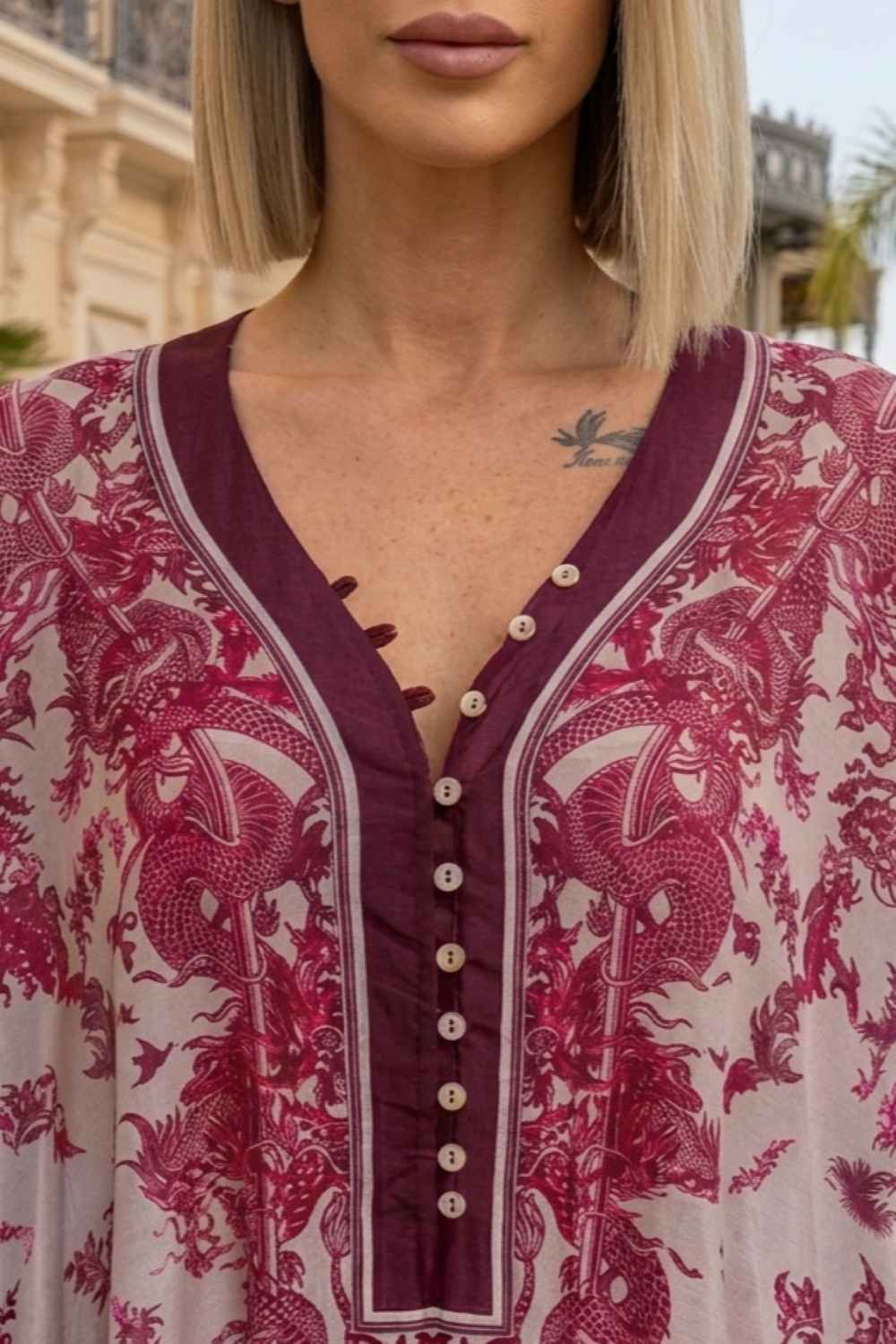 SEIDEN-Baumwoll-Kaftan - ASIA BORDEAUX