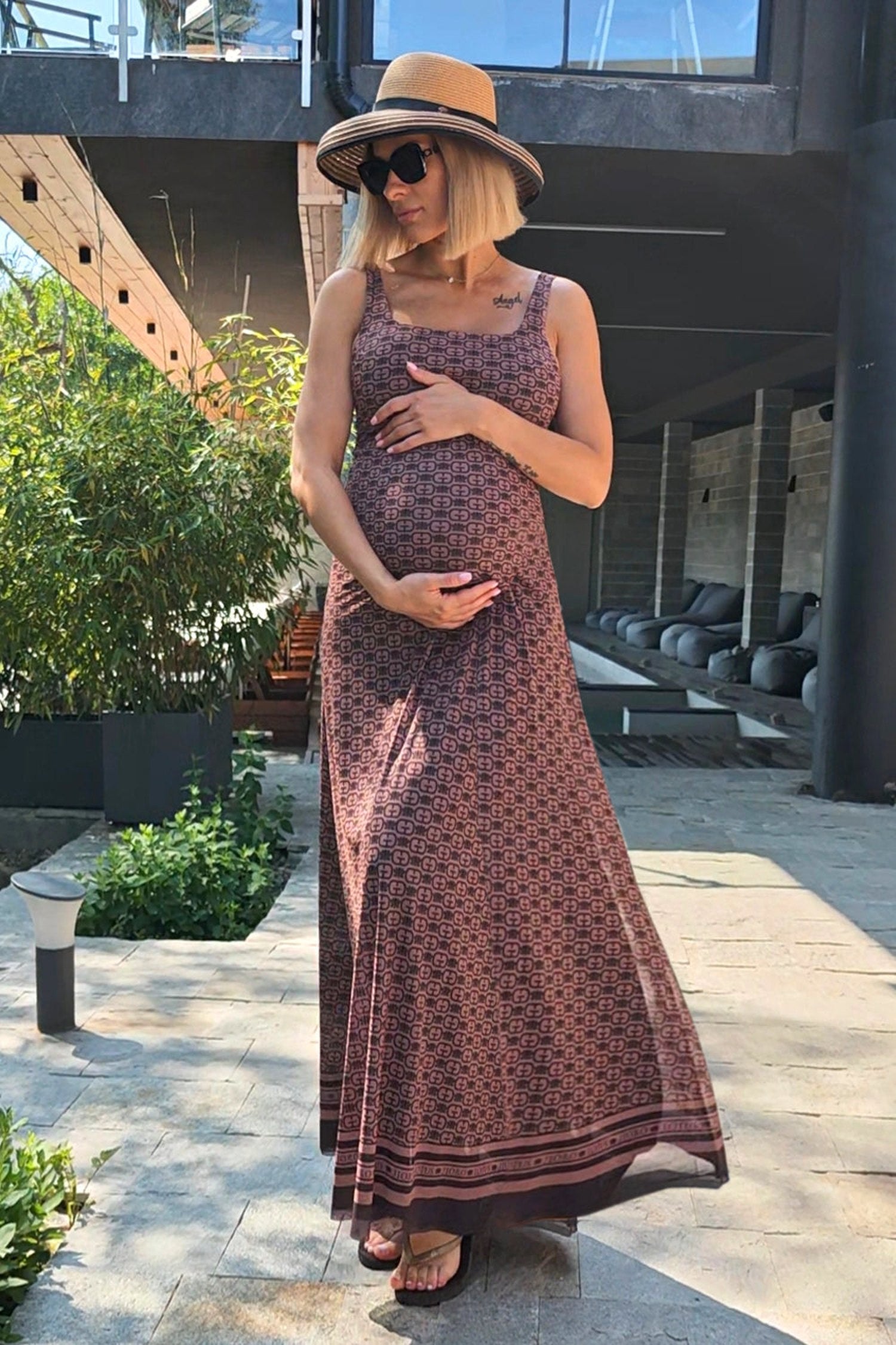 ROBE LONGUE DOS NU - LOGO MOCHA MOUSSE