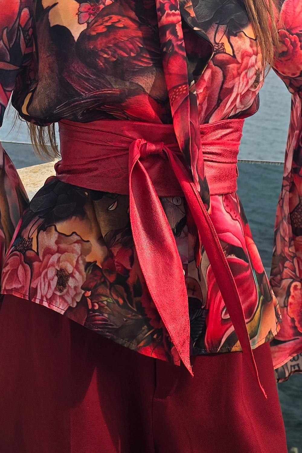 WRAP-STYLE BELT - SUEDE-LIKE IMITATION IN RED - ESSENTIALS