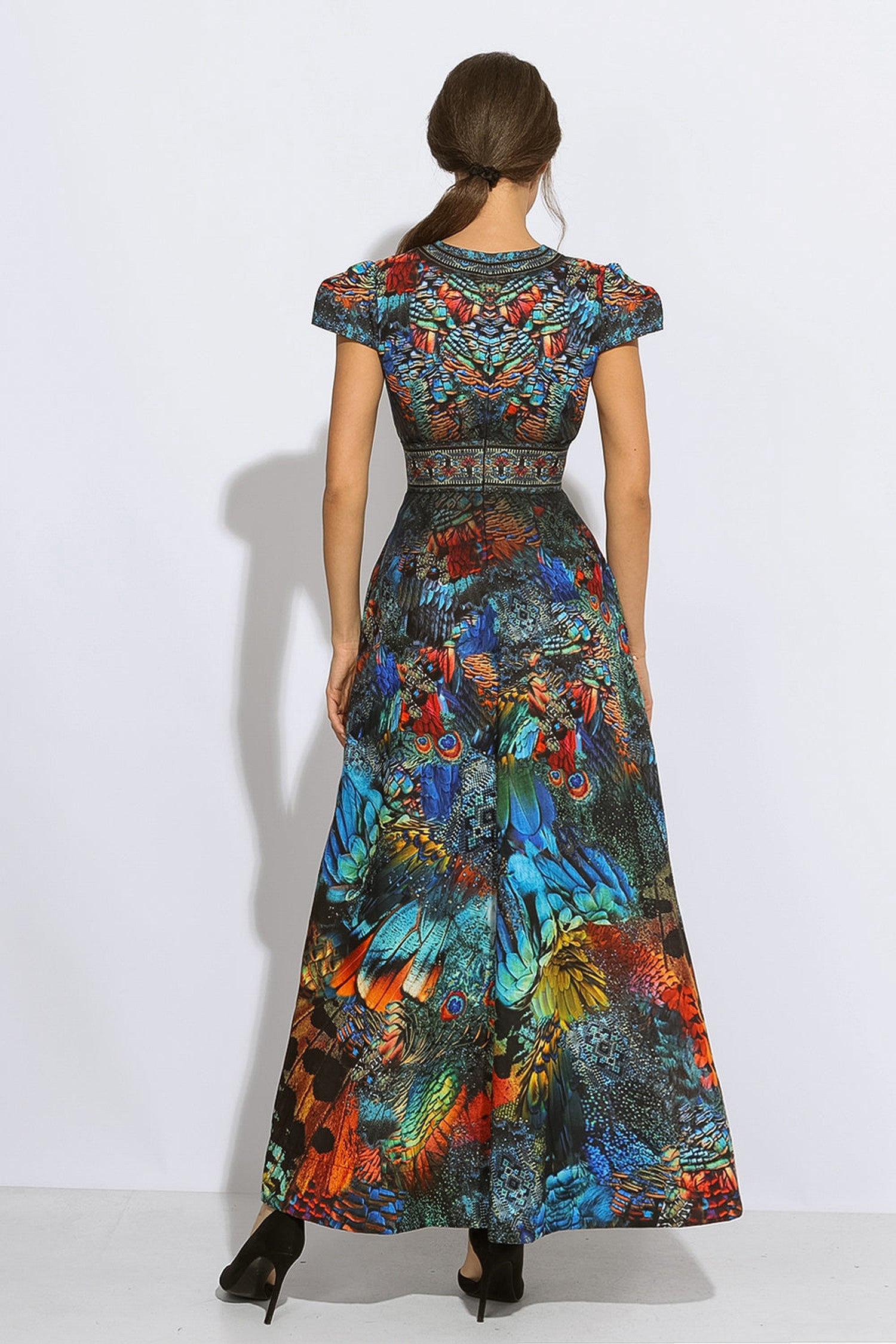 EMPIRE WAIST MAXI DRESS WITH LINEN FEEL - AMAZONIA