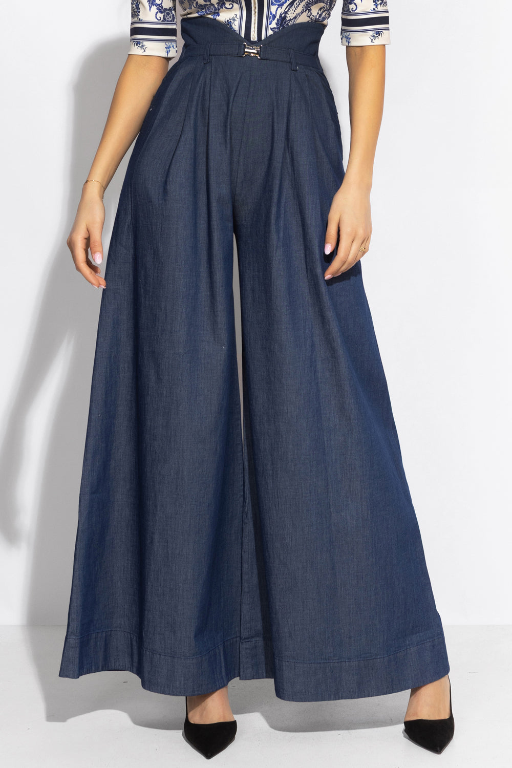 HIGH WAIST WIDE LEG DENIM PANTS - ESSENTIALS JIORO ДЕНИМЕН ПАНТАЛОН С МНОГО ШИРОКИ КРАЧОЛИ И ВИСОКА ТАЛИЯ - ESSENTIALS JIORO