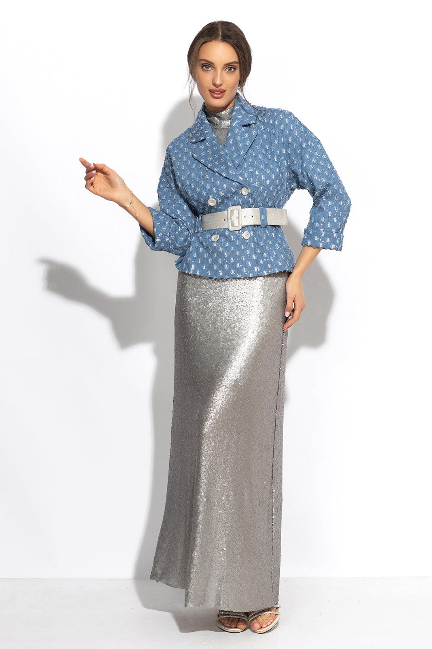 Robe longue sans manches à sequins argentés - Essentiels