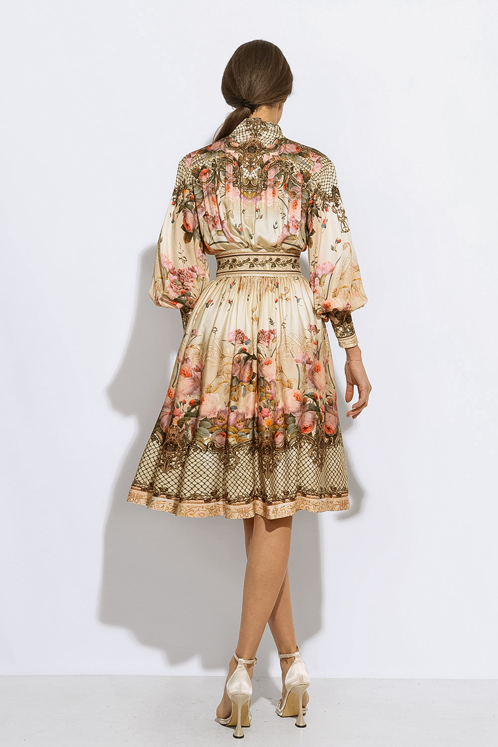 ABITO LUNGO IN VISCOSA A MANICHE LUNGHE BOHO - FIORI BAROCCO