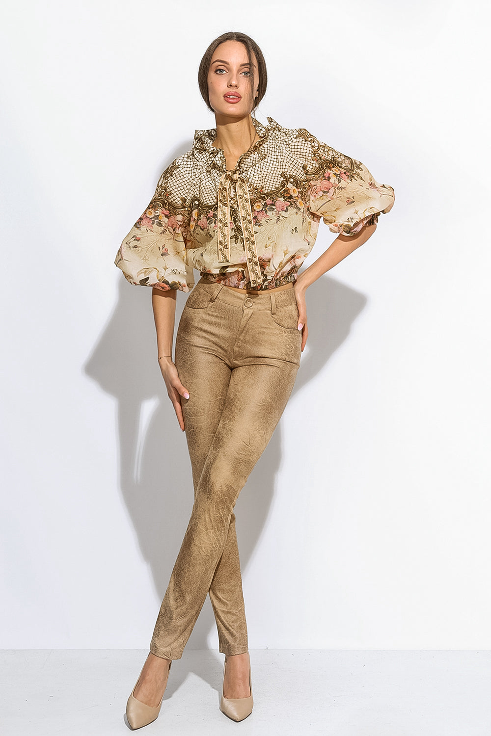 COTTON SHIRT WITH A STATEMENT COLLAR - BAROQUE FLOWERS JIORO РИЗА С ЕФЕКТНА ЯКА - BAROQUE FLOWERS JIORO