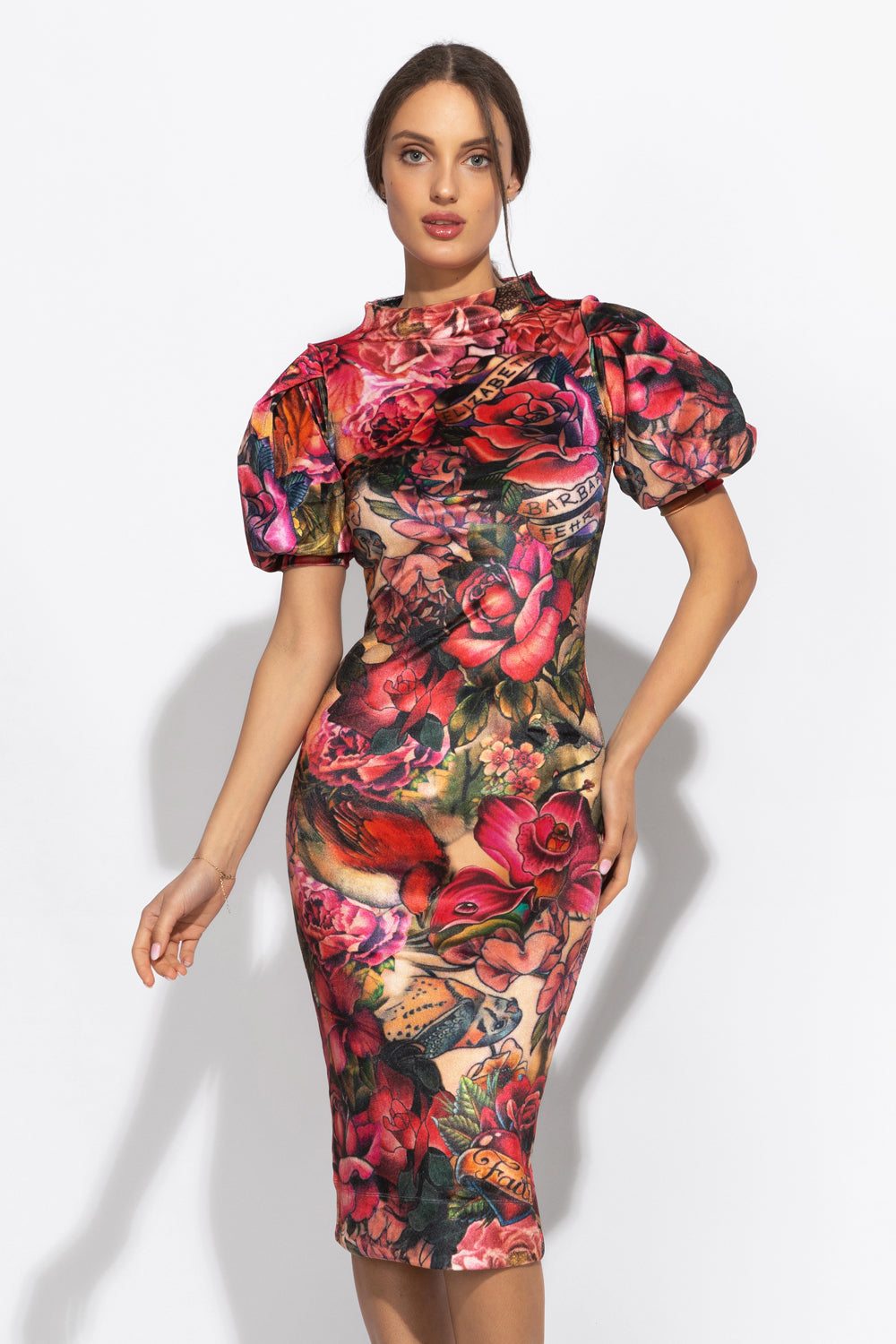 ROBE AJUSTÉE EN VELOURS LISSE - ÉTOILE TATOUAGE