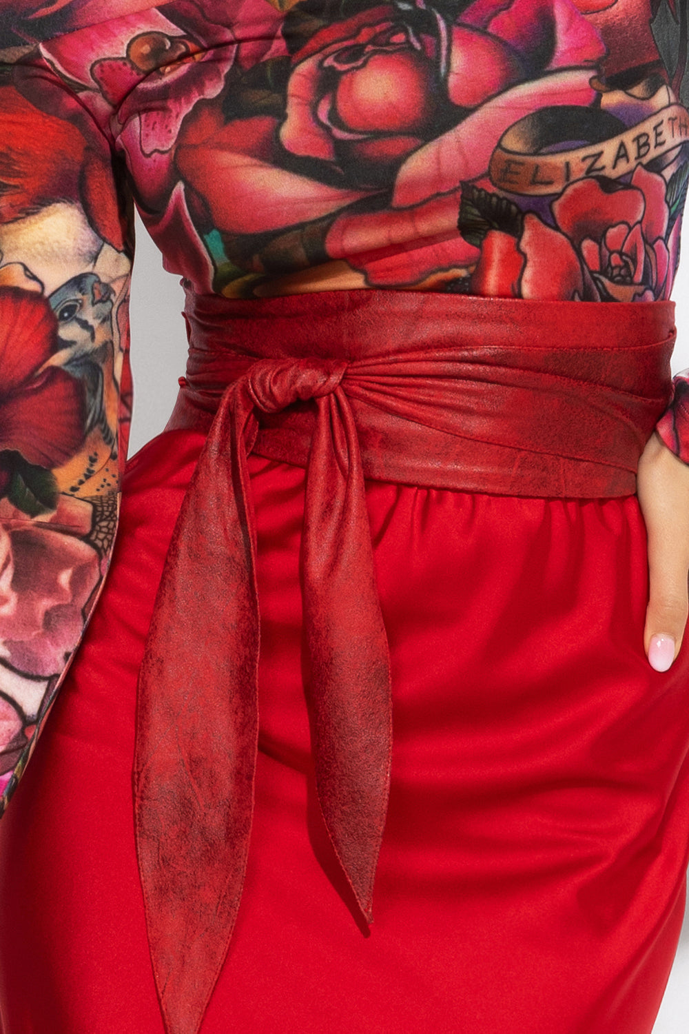 CINTURA STILE AVVOLGENTE - IMITAZIONE SCAMOSCIATA ROSSA - ESSENTIALS