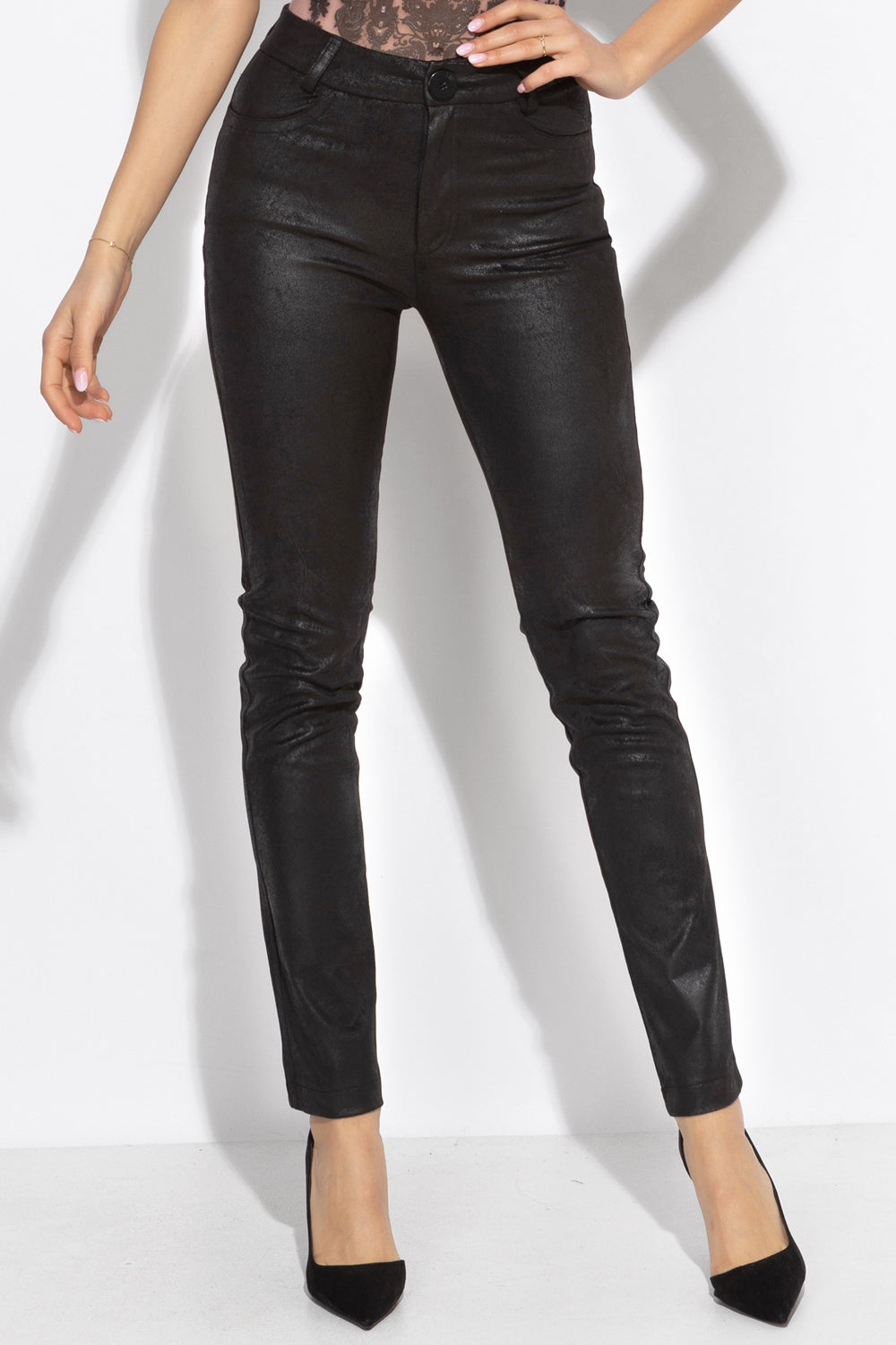PANTALON SLIM TAILLE HAUTE NOIR - ESSENTIELS