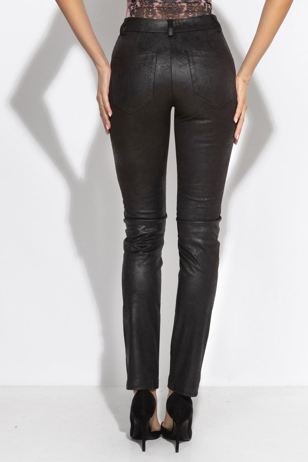 PANTALON SLIM TAILLE HAUTE NOIR - ESSENTIELS