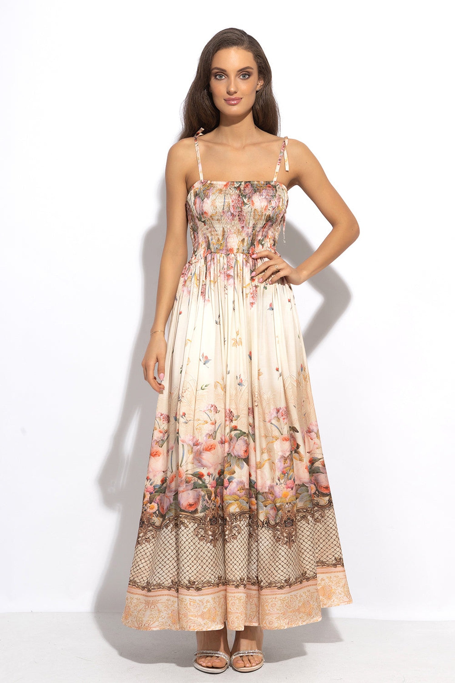 VISCOSE DRESS WITH STRAPS - BAROQUE FLOWERS