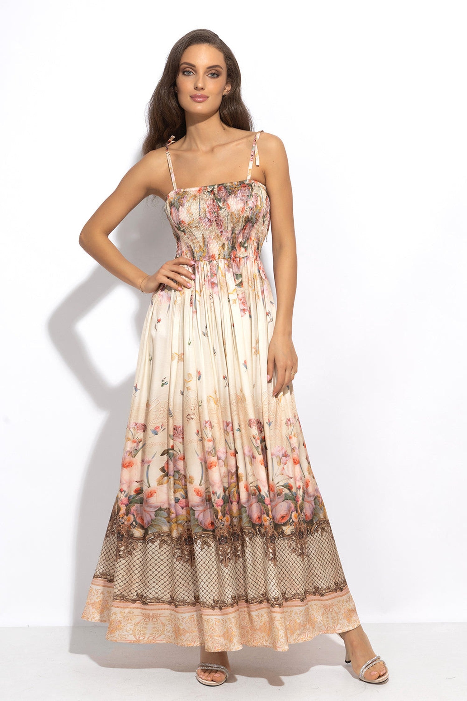 VISCOSE DRESS WITH STRAPS - BAROQUE FLOWERS