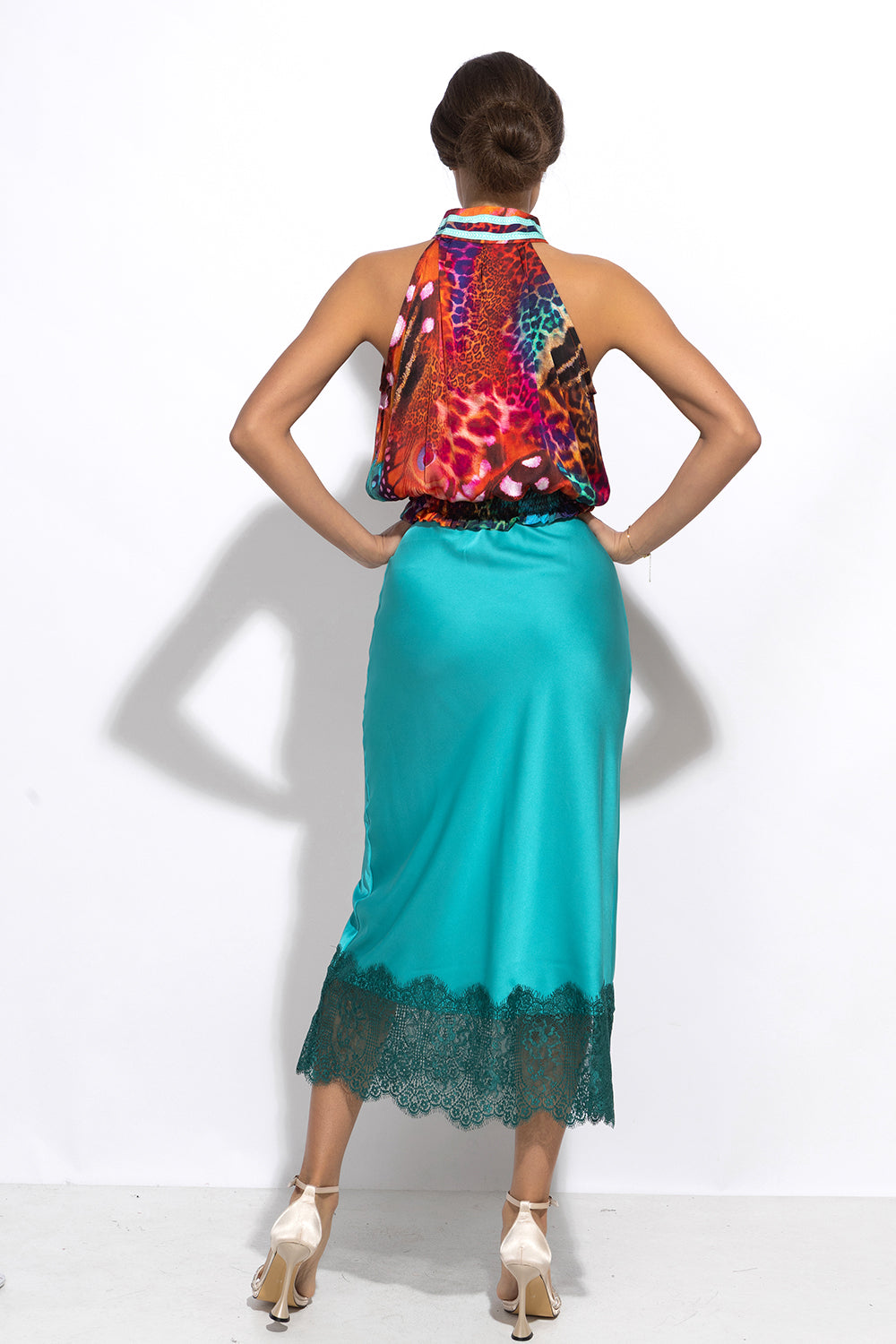 VISCOSE SATIN CROP TOP - LEO NEON WILD