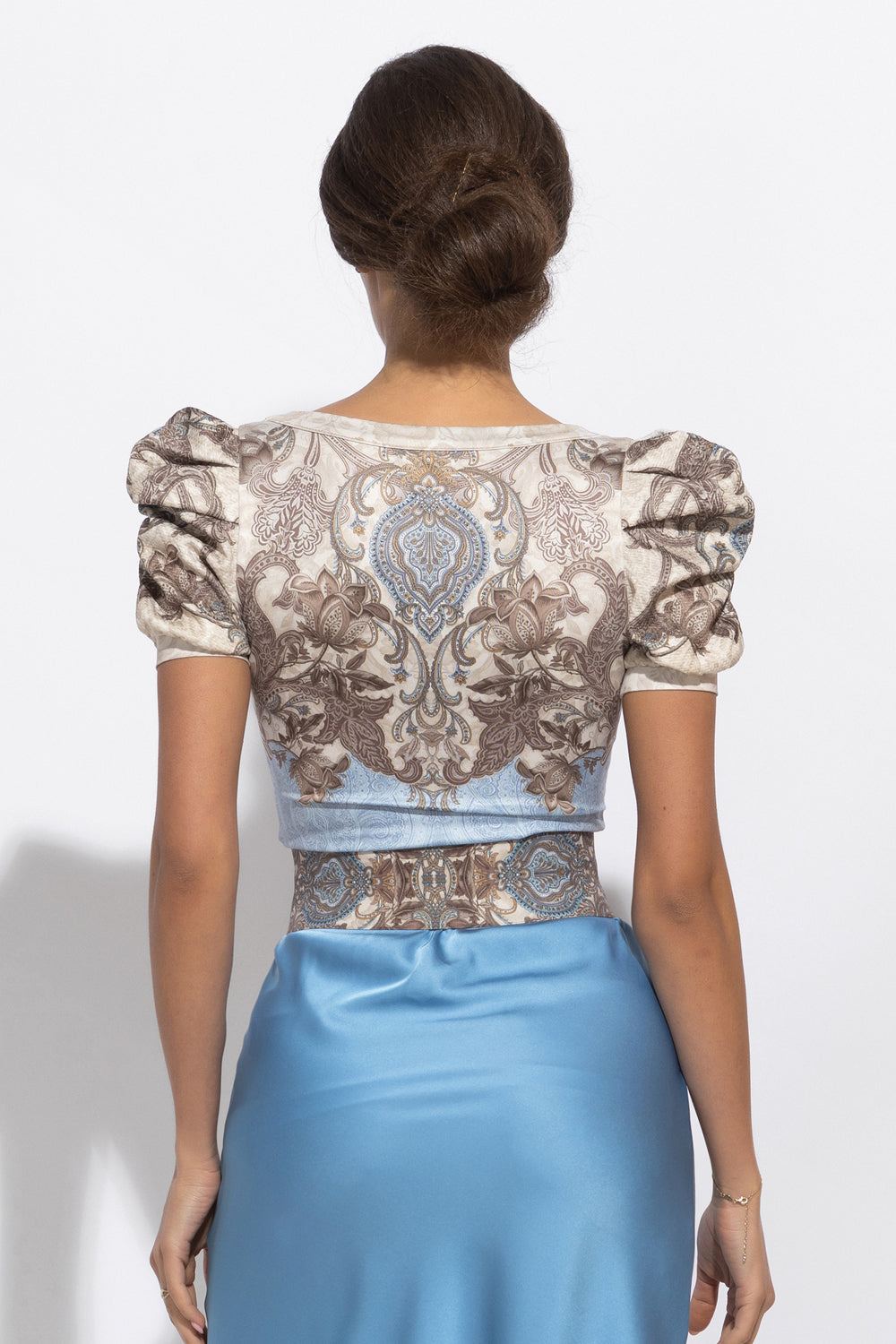 PUFF SLEEVE T-SHIRT - PAISLEY SKY