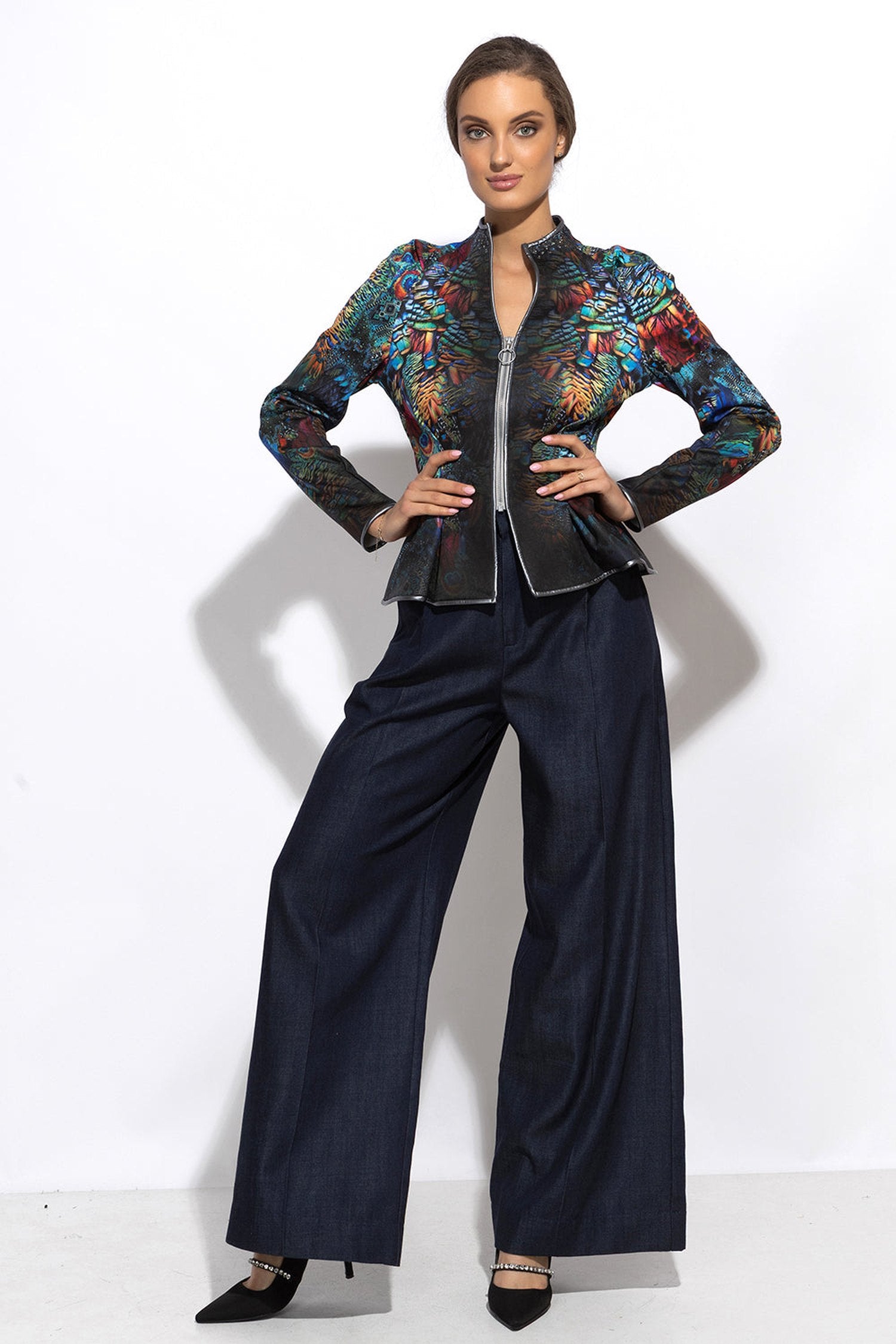 PANTALON EN TENCEL AVEC TAILLE HAUTE ET JAMBE LARGE - ESSENTIELS