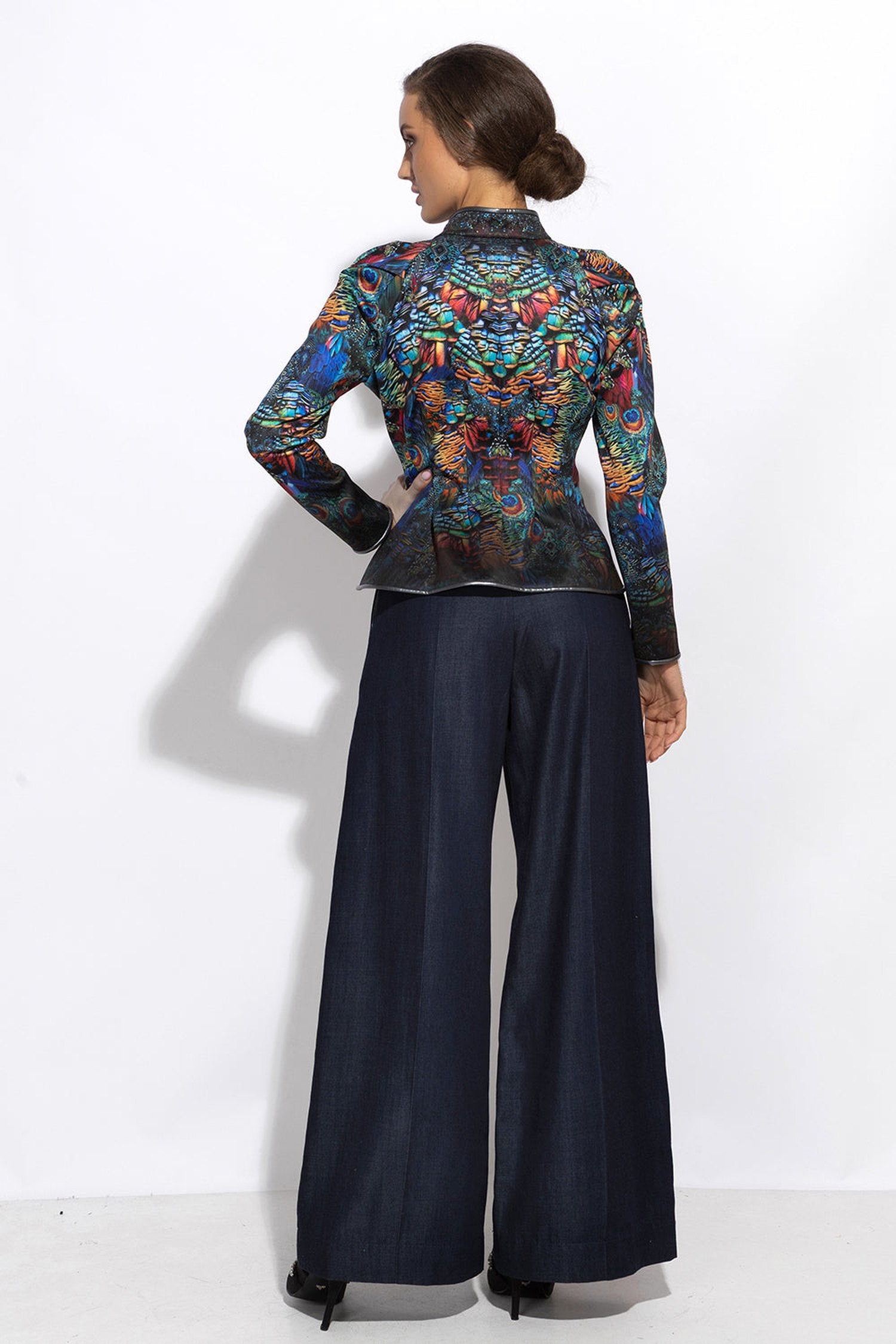 PANTALON EN TENCEL AVEC TAILLE HAUTE ET JAMBE LARGE - ESSENTIELS