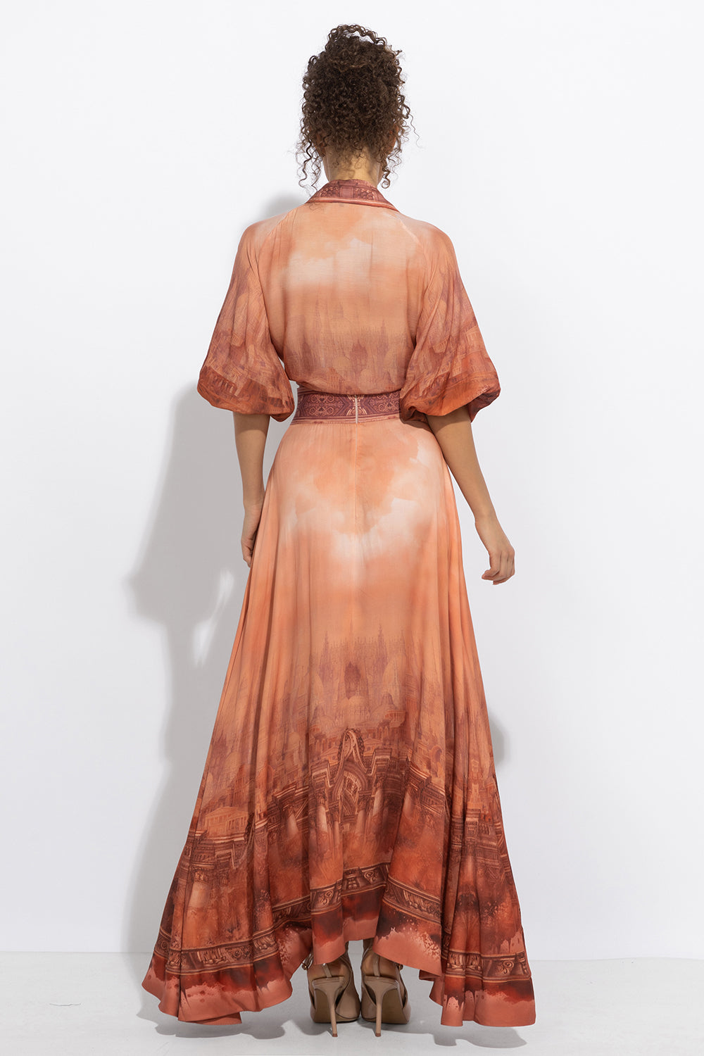 3/4-SLEEVE SHIRT WITH ELASTIC HEM AND SHELL BUTTON PLASTRON IN VISCOSE-SILK - ANCIENT TOWN