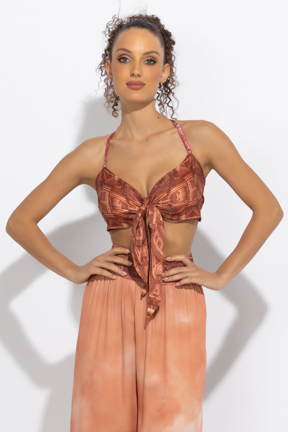 VISCOSE WRAP BUSTIER WITH FRONT TIES - ANCIENT TOWN