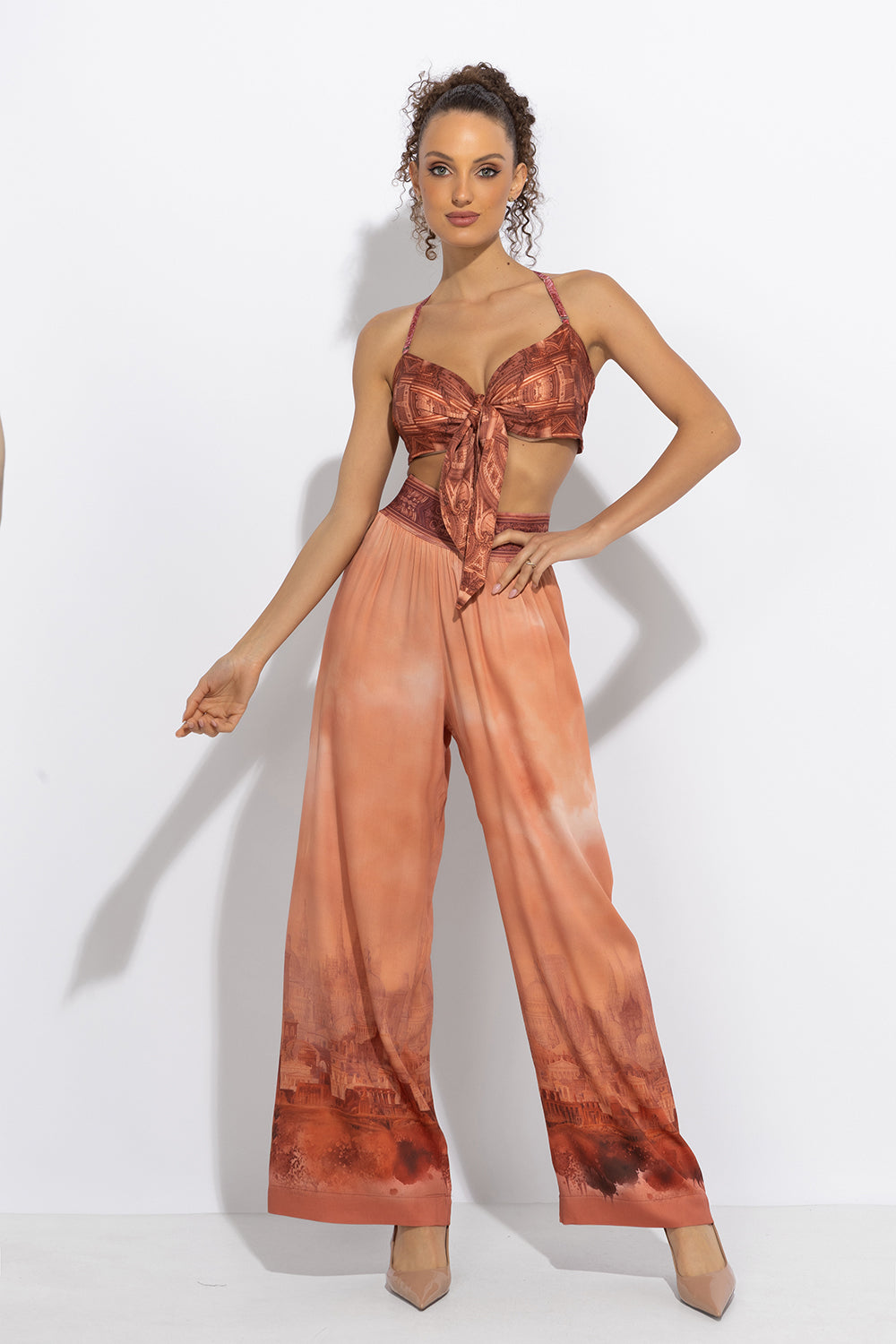 VISCOSE WRAP BUSTIER WITH FRONT TIES - ANCIENT TOWN
