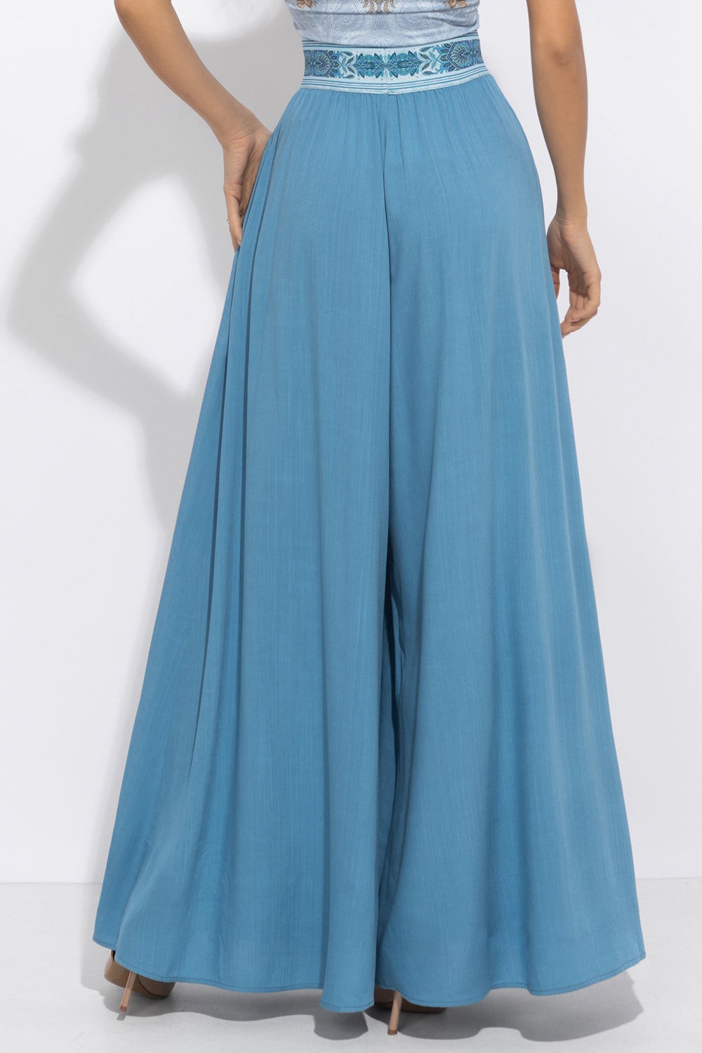 SKY BLUE VISCOSE PANTS WITH SLITS - ESSENTIALS