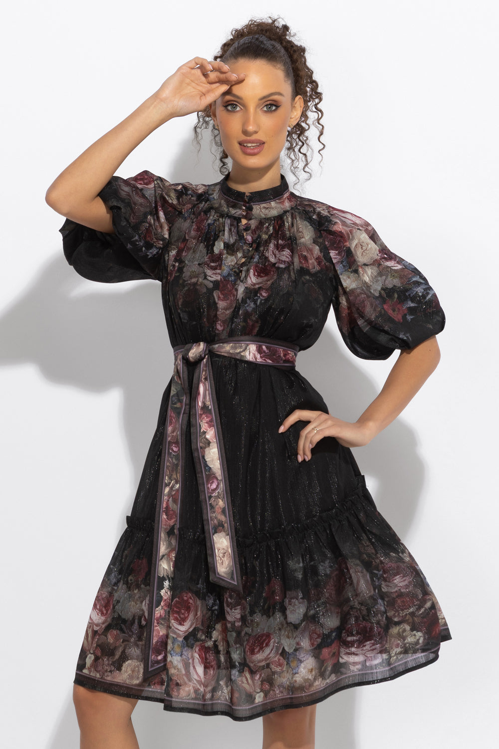VESTITO CON MANICHE A SBUFFO - FIORI VINTAGE