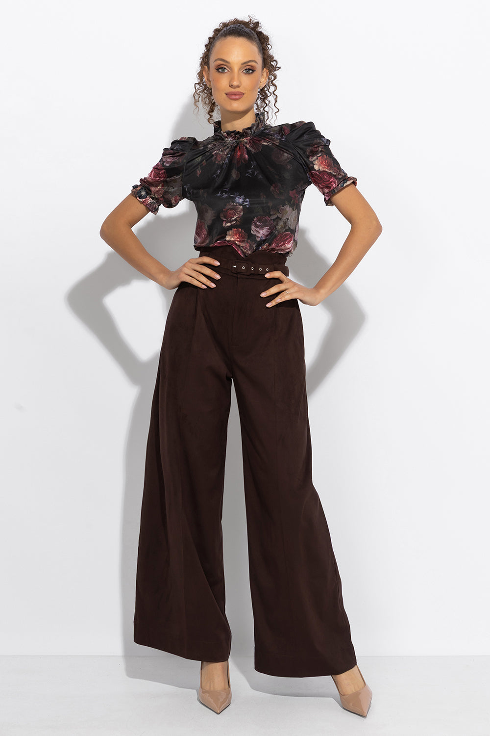 BLUSE MIT LOCKEN - VINTAGE BLUMEN
