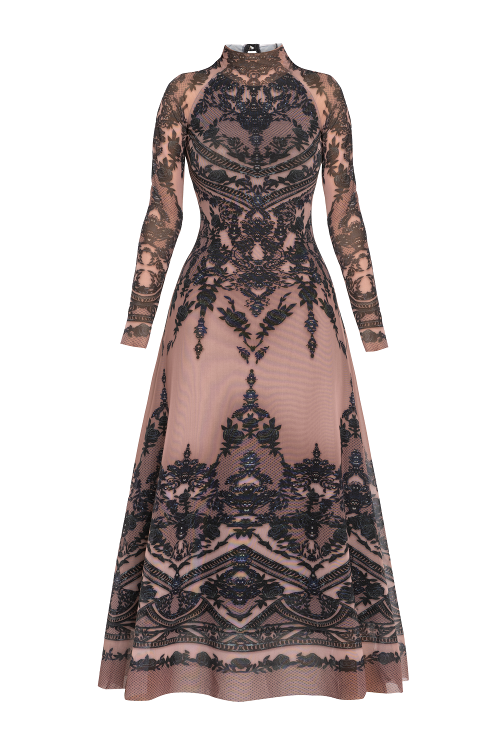 LONG FINE NET DRESS - GRAFFITI POWDER JIORO ДЪЛГА РОКЛЯ ОТ ФИНА МРЕЖА - GRAFFITI POWDER JIORO