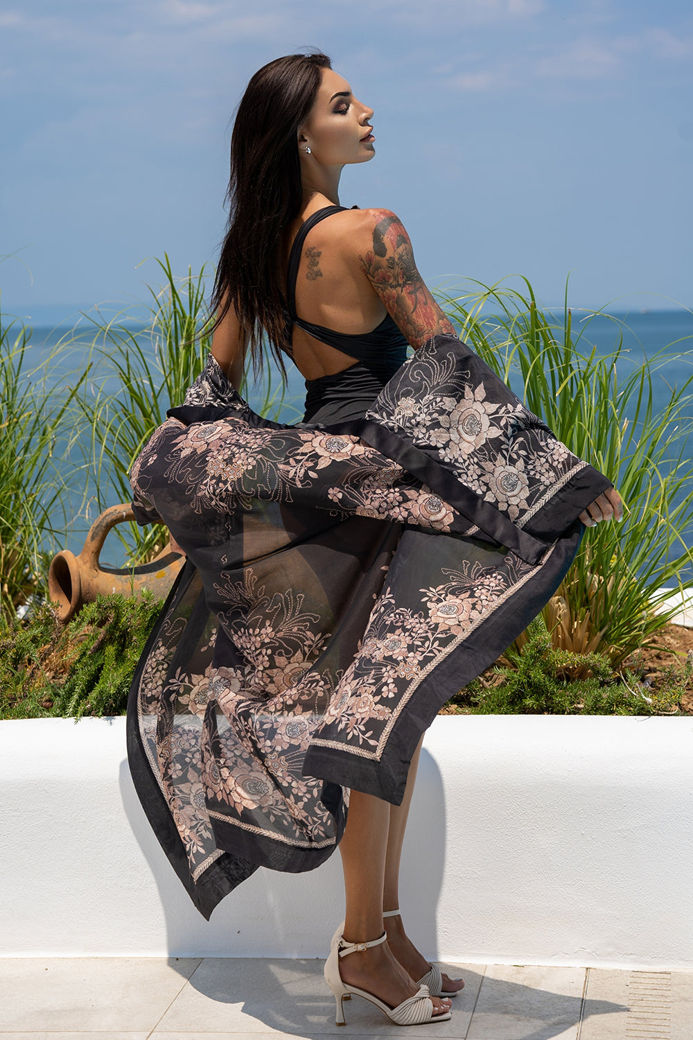 SILK COTTON KIMONO - GOLDEN ROSES