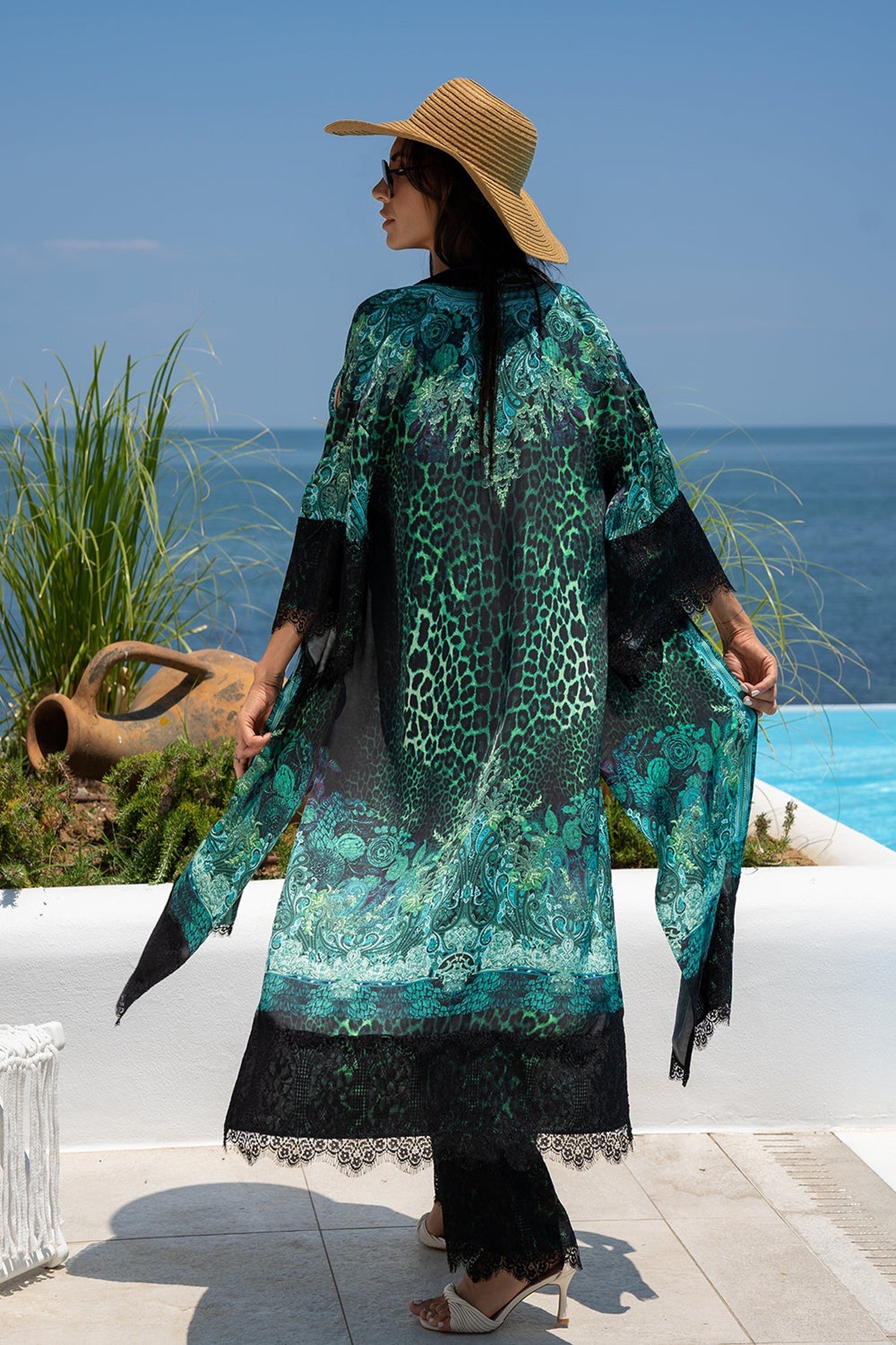 VISKÓZOVÉ KIMONO - LEO NEONOVĚ ZELENÁ