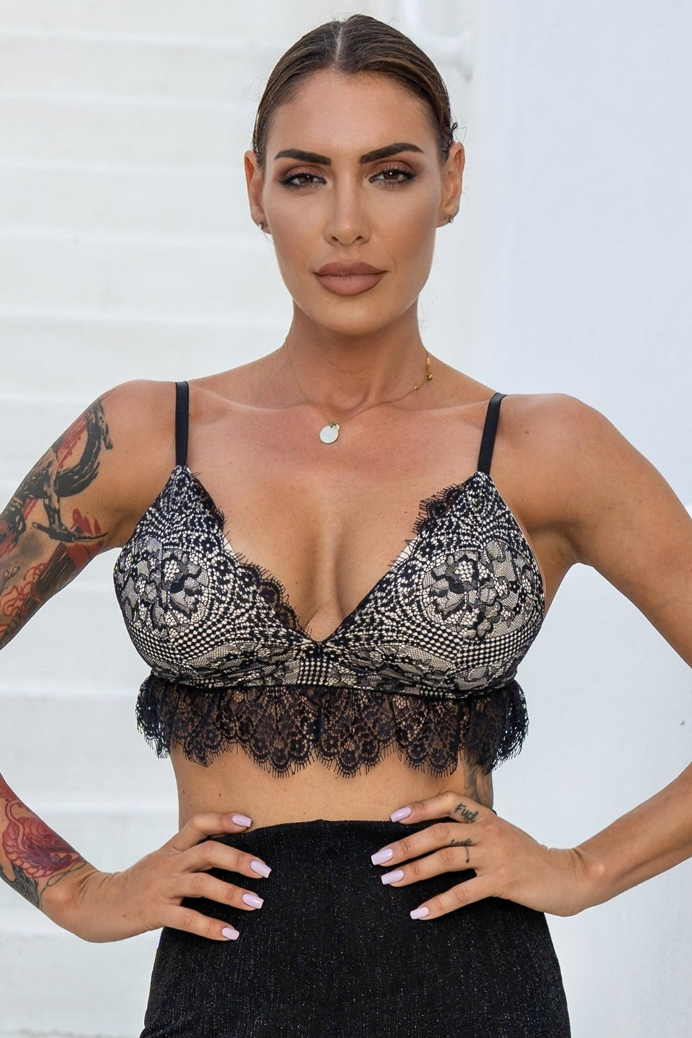 BLACK LACE TOP - ESSENTIALS