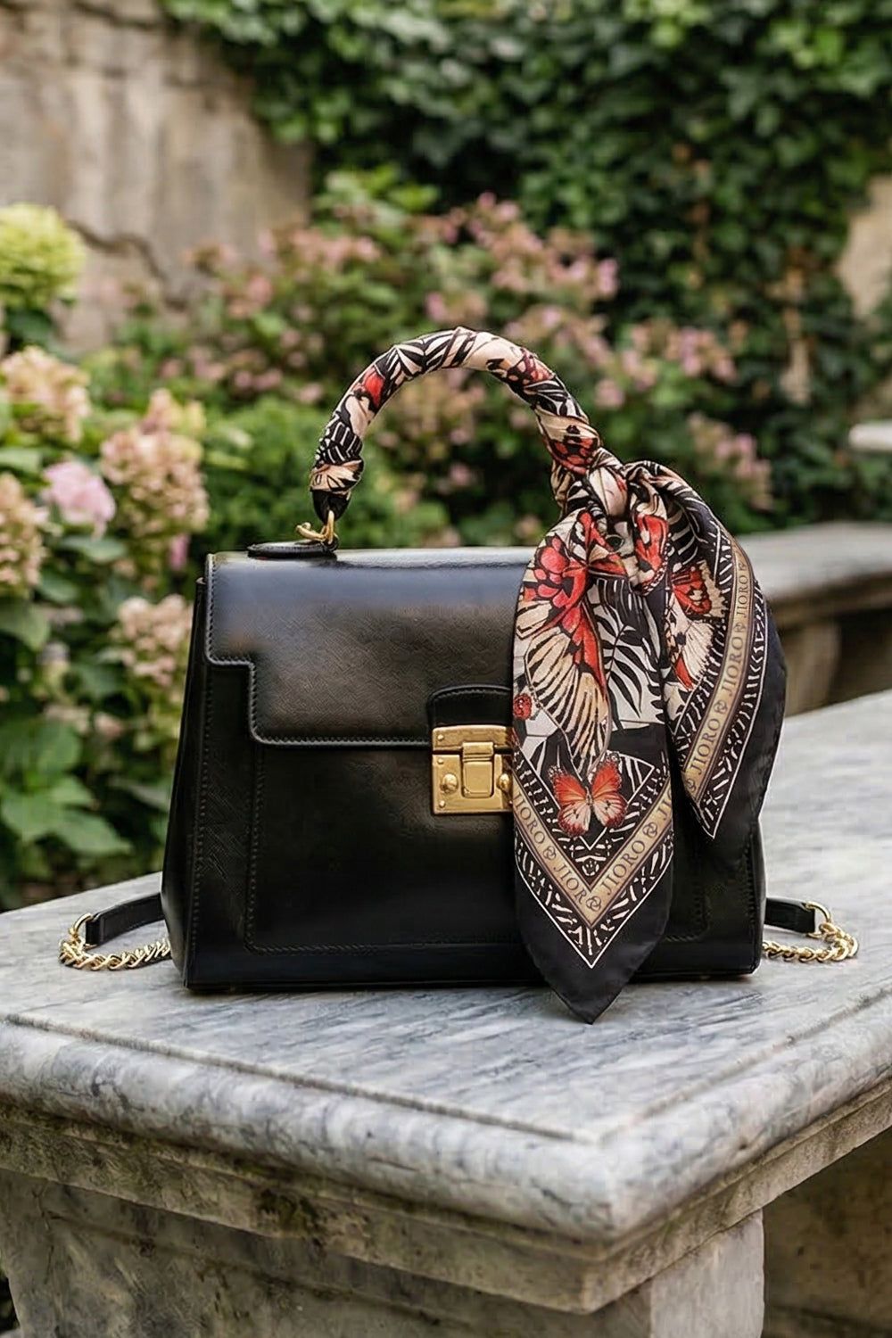 SQUARE VISCOSE HEADSCARF - MIDNIGHT BUTTERFLIES