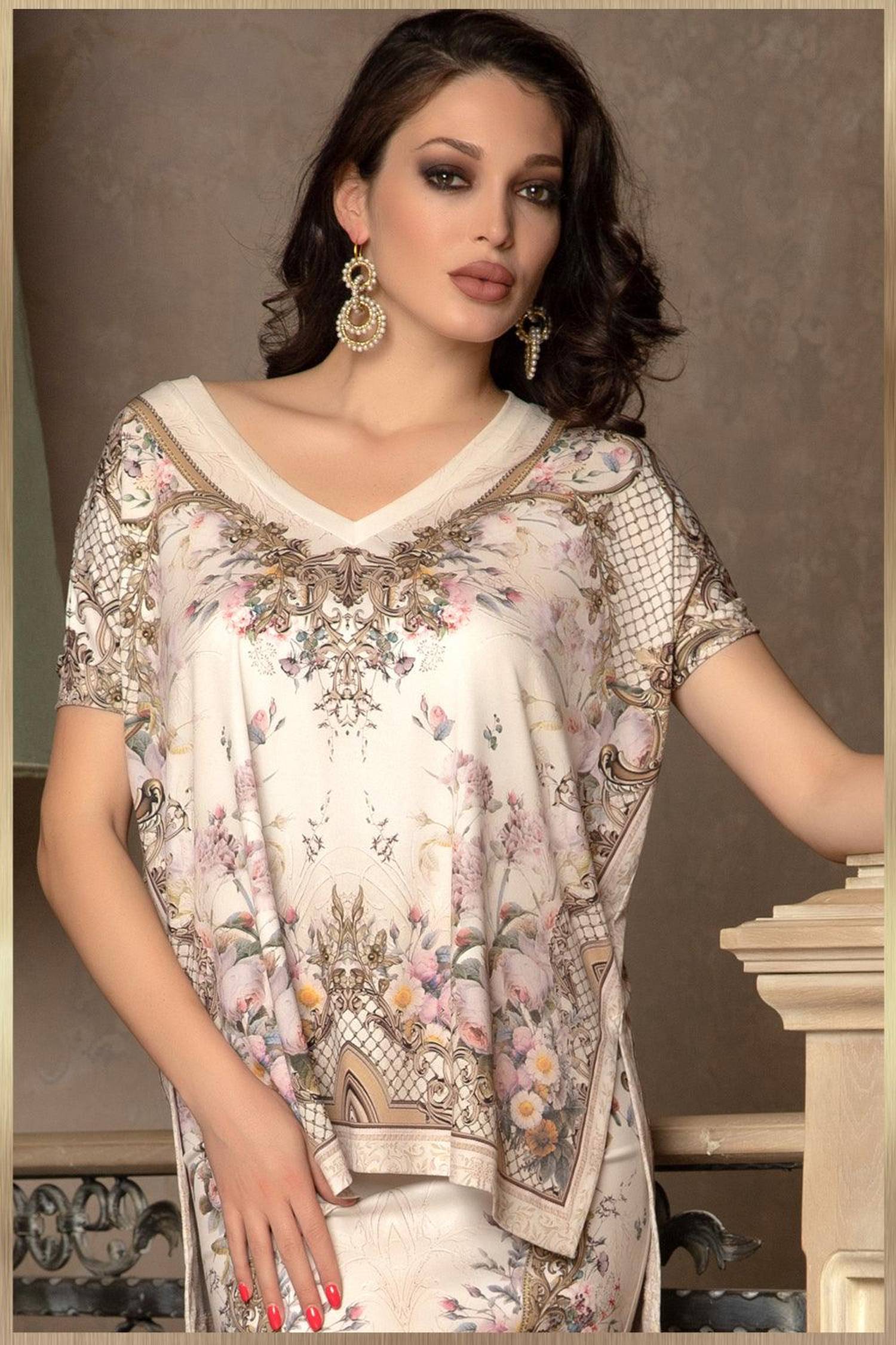 LOOSE BLOUSE - BAROQUE FLOWERS JIORO СВОБОДЕН ТОП - BAROQUE FLOWERS JIORO