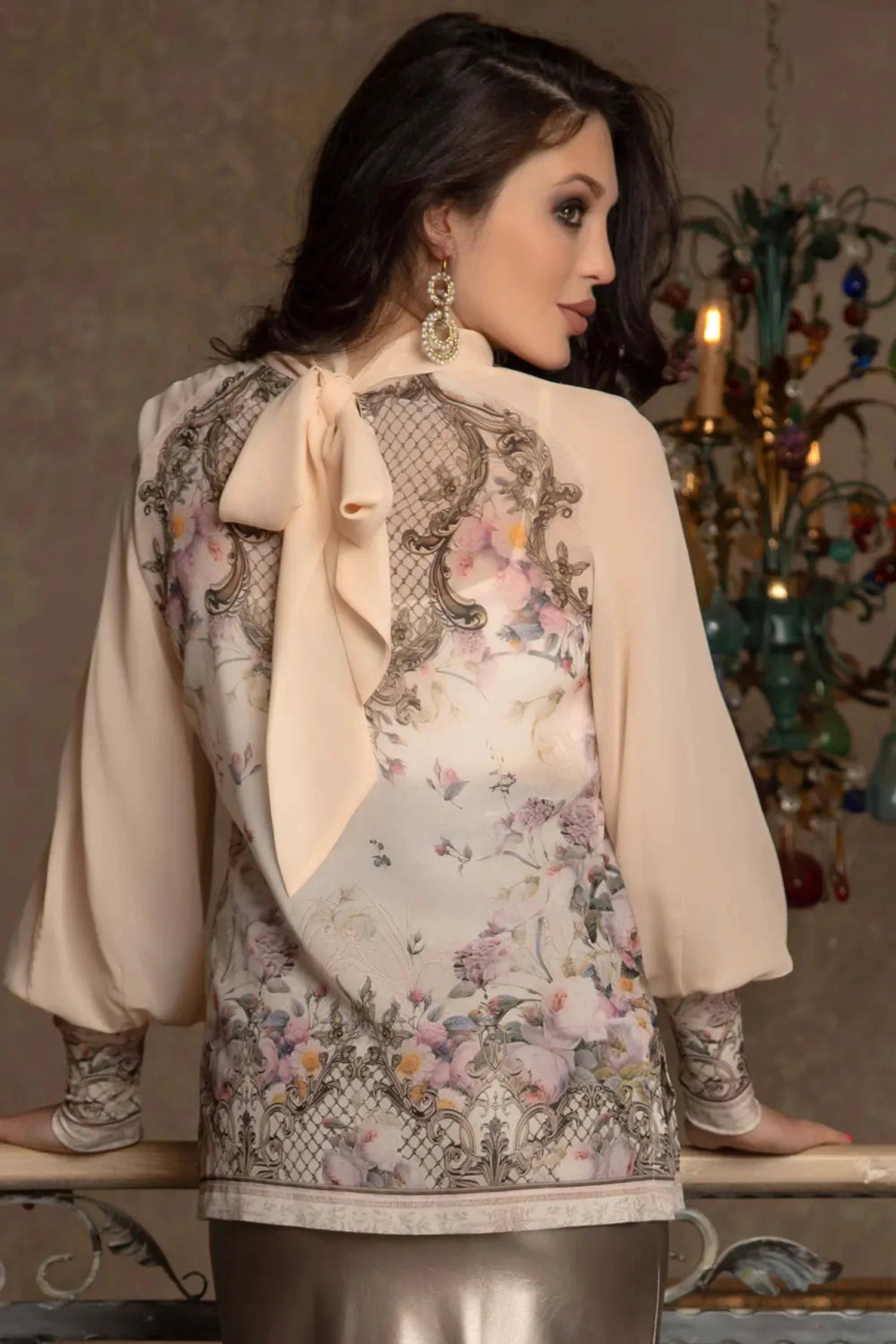 Chemisier et haut en chiffon 2-en-1 design - Fleurs baroques