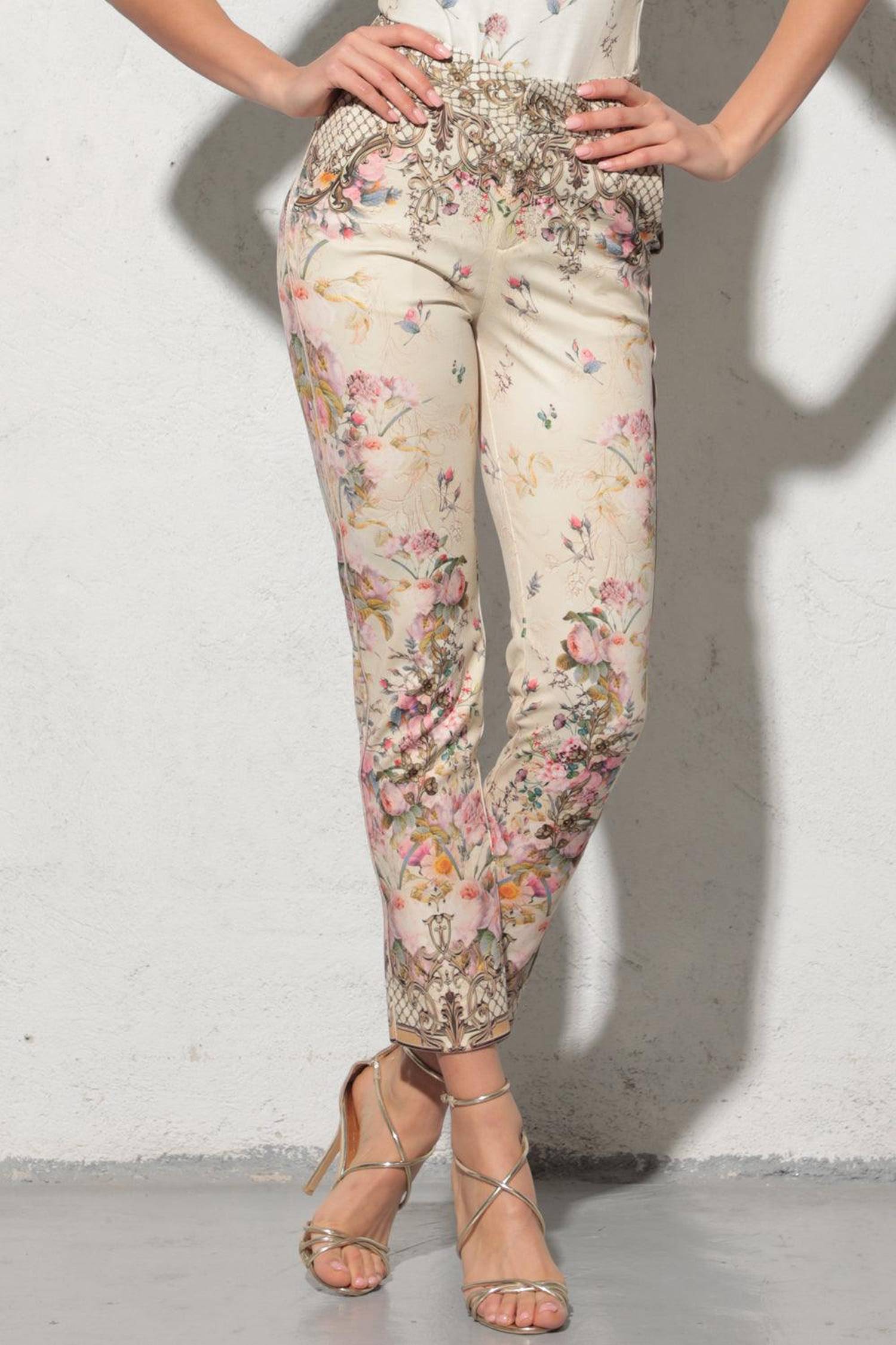 CLASSIC VISCOSE PANTS - BAROQUE FLOWERS JIORO КЛАСИЧЕСКИ ПАНТАЛОН ОТ ВИСКОЗА - BAROQUE FLOWERS JIORO
