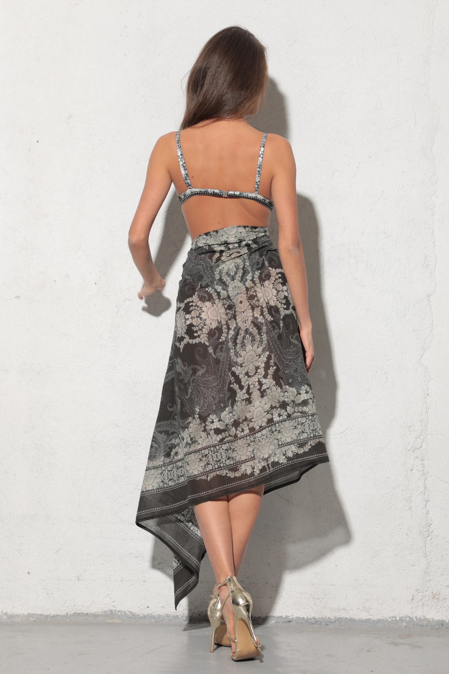 ENSEMBLE EN VISCOSE DE SOIE DE PAREO ET ÉCHARPE - LOTUS GELÉ