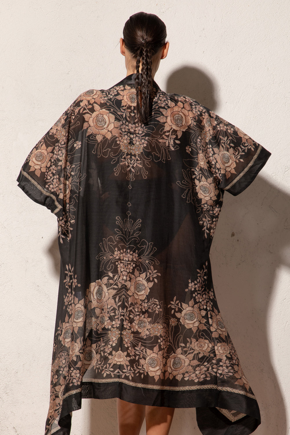 SILK COTTON KIMONO - GOLDEN ROSES