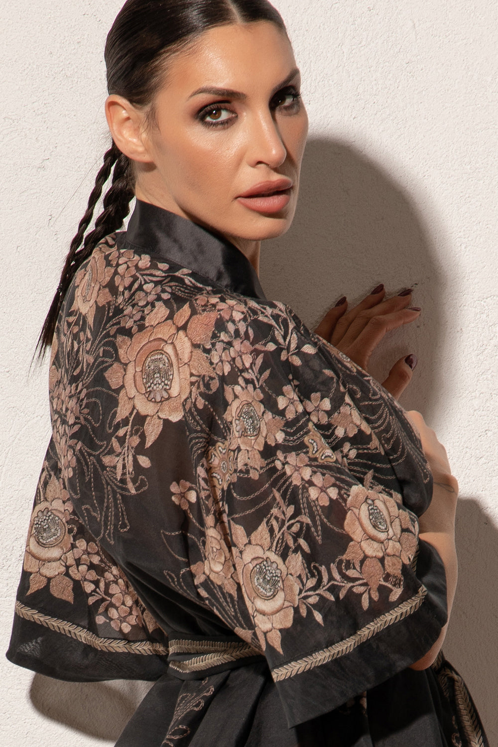SILK COTTON KIMONO - GOLDEN ROSES