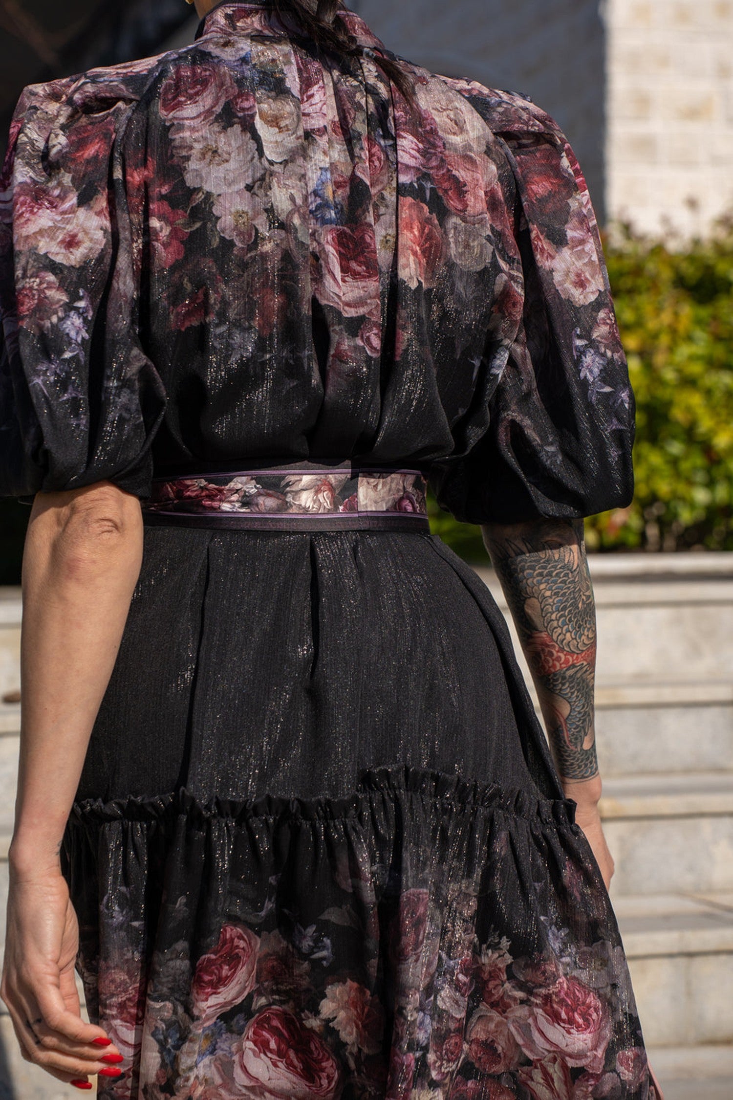 VESTITO CON MANICHE A SBUFFO - FIORI VINTAGE