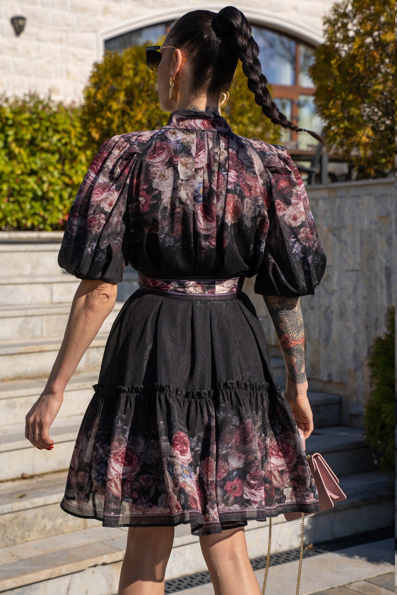 VESTITO CON MANICHE A SBUFFO - FIORI VINTAGE