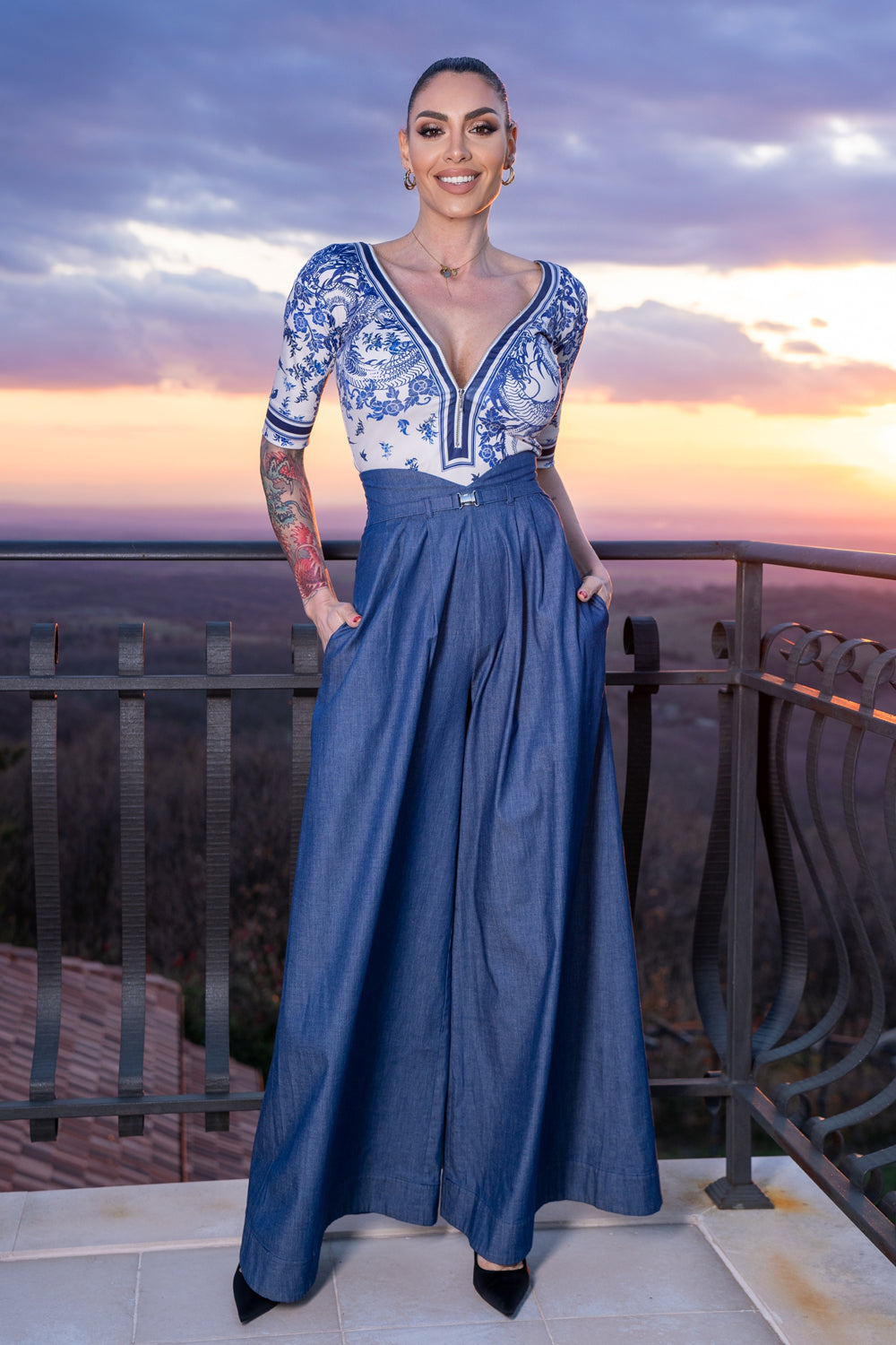 BLOUSE WITH ZIP - ASIA SKY
