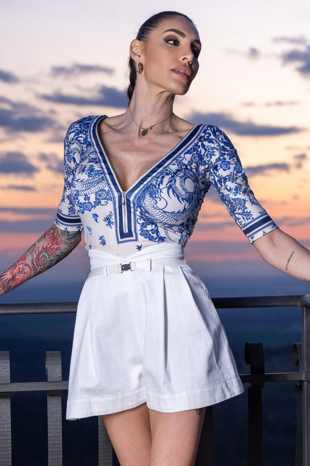 BLOUSE WITH ZIP - ASIA SKY