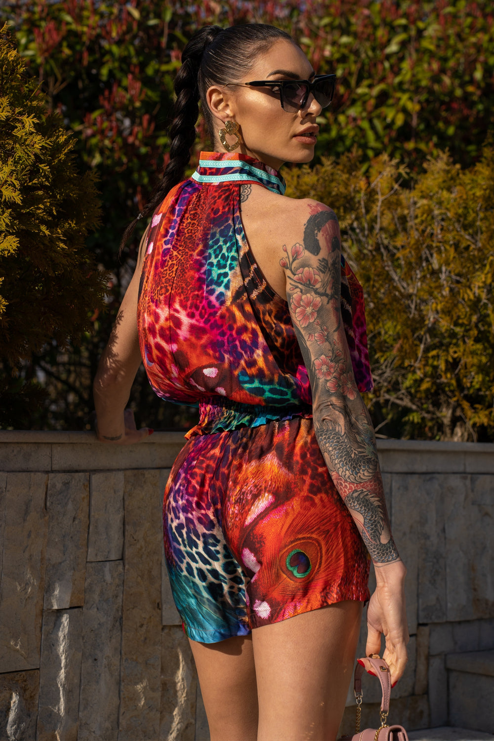 VISCOSE SATIN CROP TOP - LEO NEON WILD