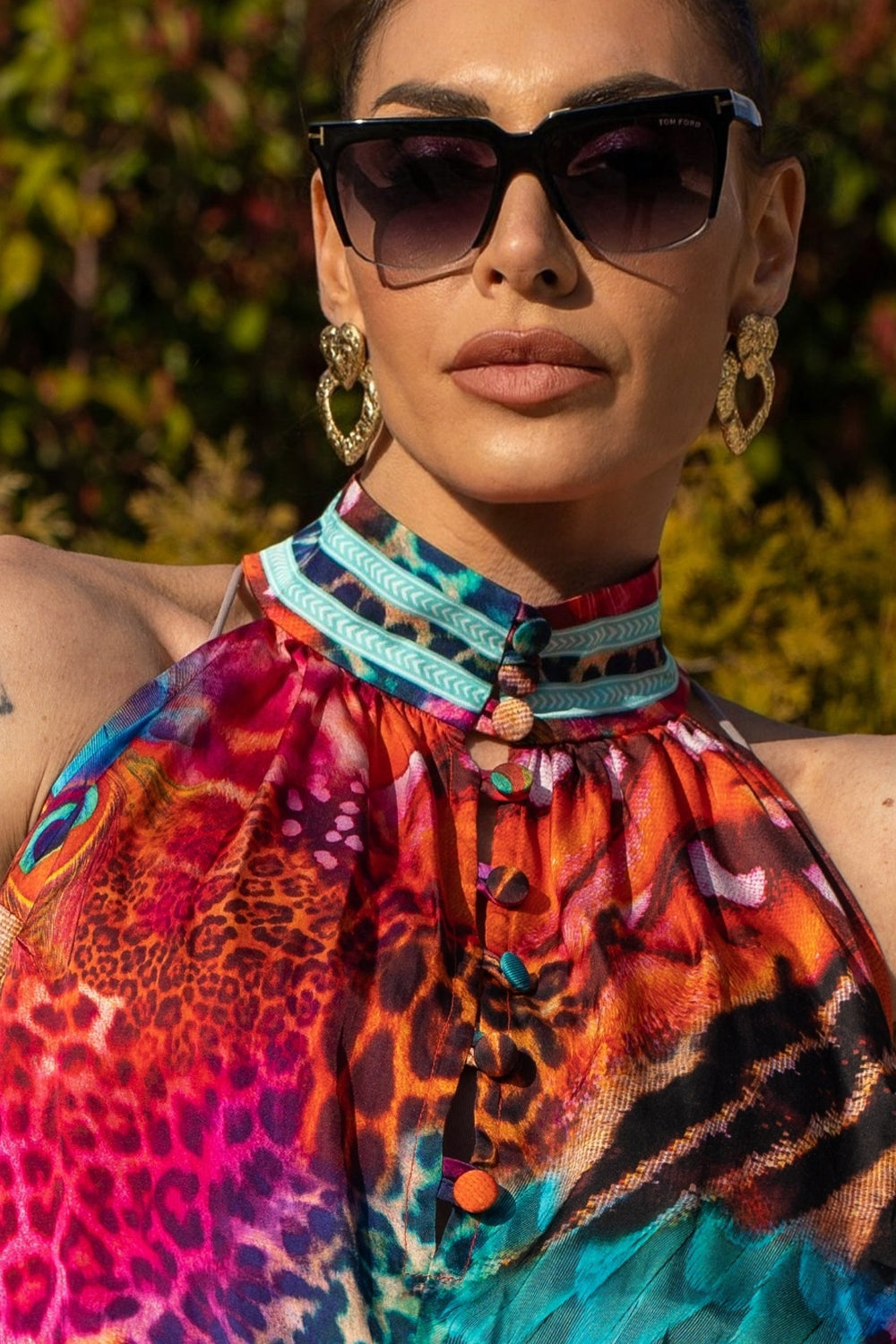 VISCOSE SATIN CROP TOP - LEO NEON WILD