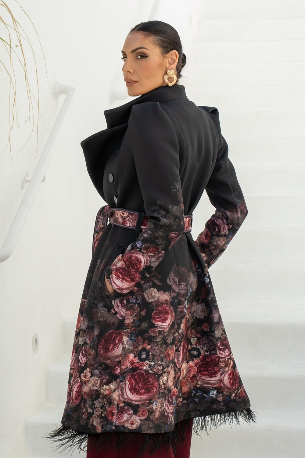 SCUBA NEOPREN COAT - VINTAGE FLOWERS JIORO ПАЛТО ОТ СКУБА НЕОПРЕН - VINTAGE FLOWERS JIORO
