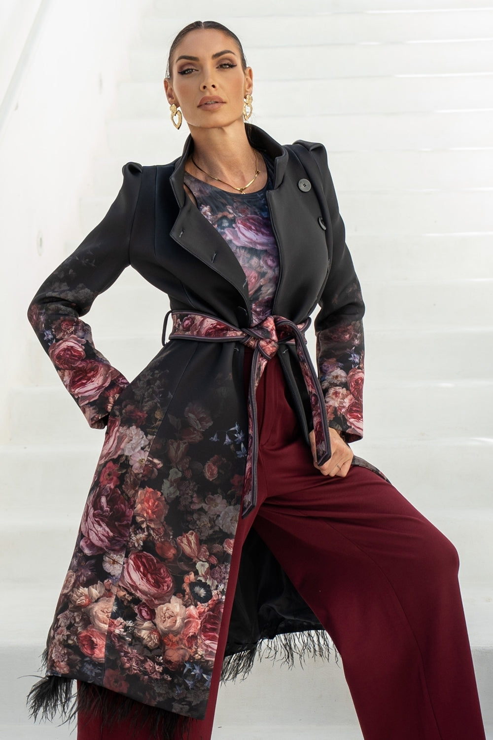 SCUBA NEOPREN COAT - VINTAGE FLOWERS JIORO ПАЛТО ОТ СКУБА НЕОПРЕН - VINTAGE FLOWERS JIORO