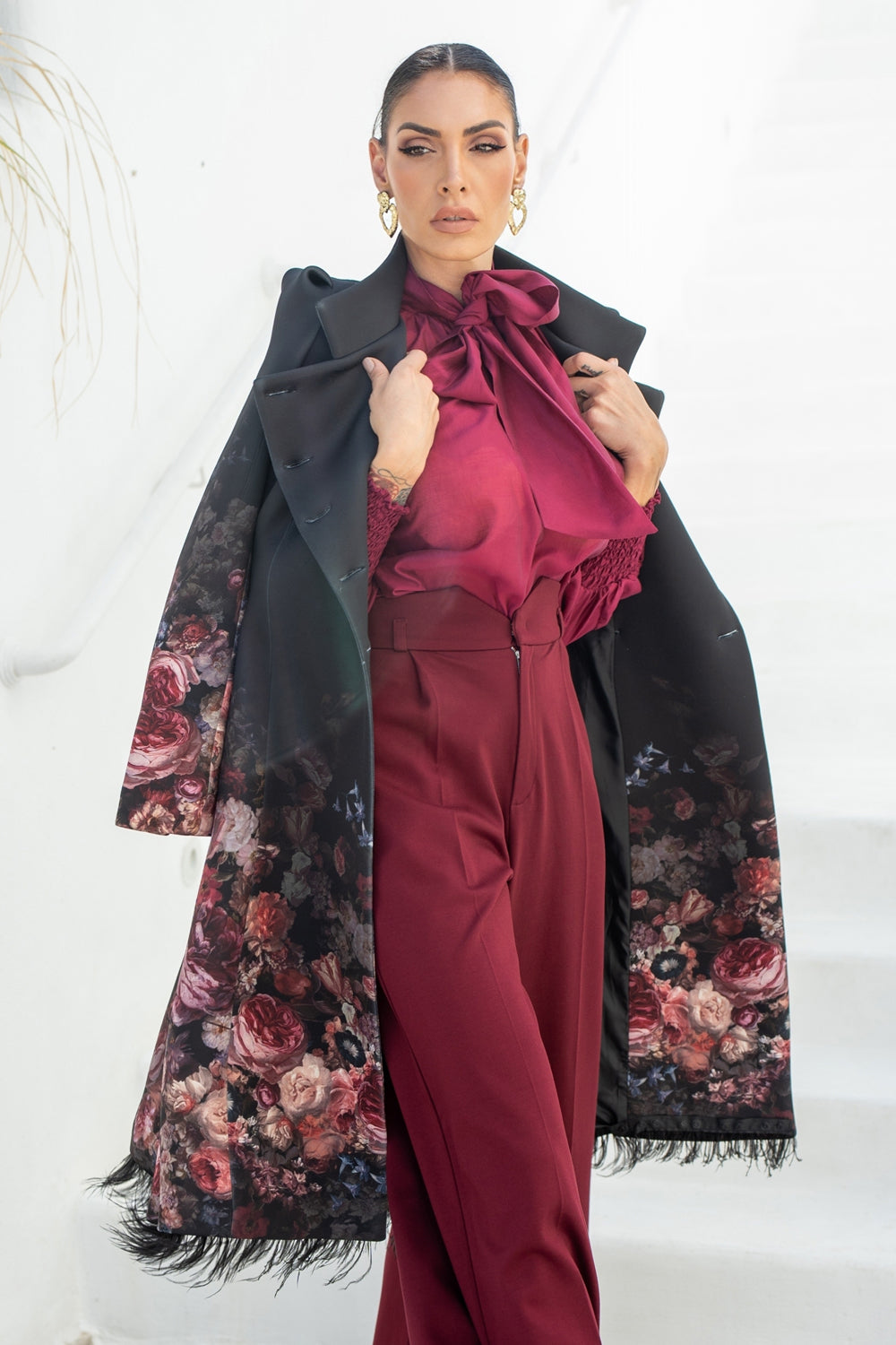 SCUBA NEOPREN COAT - VINTAGE FLOWERS JIORO ПАЛТО ОТ СКУБА НЕОПРЕН - VINTAGE FLOWERS JIORO