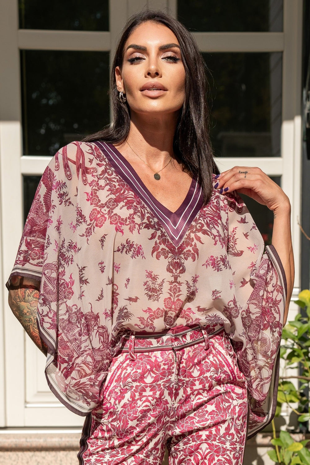 CHIFFON TUNIC - ASIA BORDEAUX
