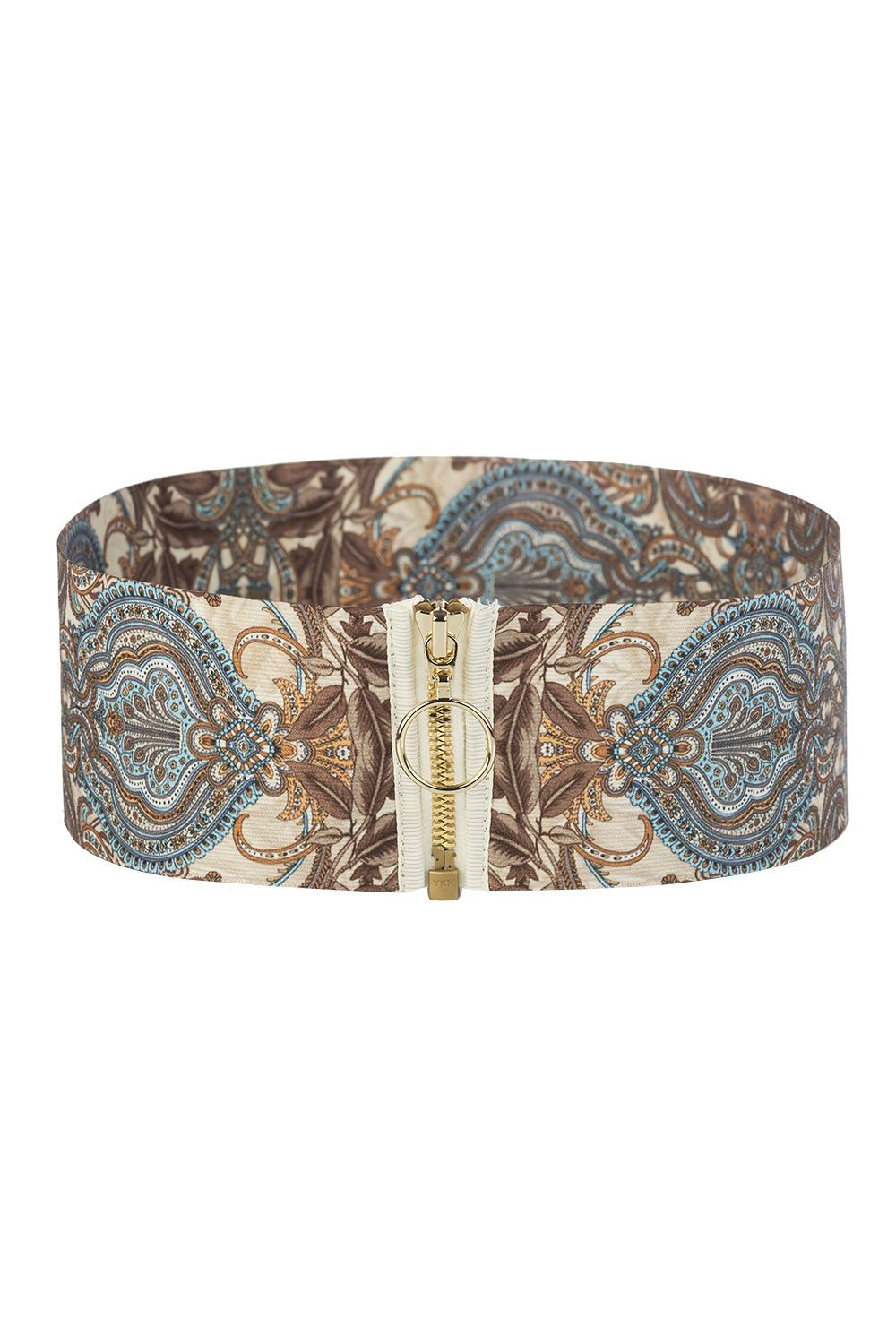 WIDE ELASTIC BELT WITH ZIPPER - PAISLEY SKY