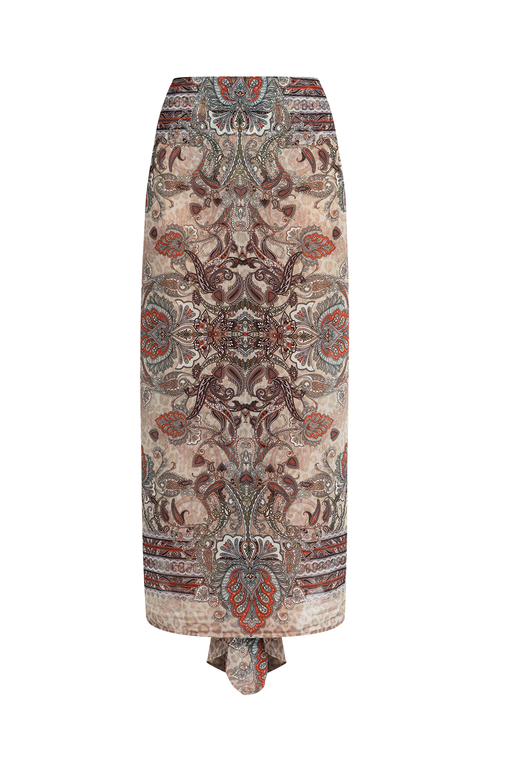 SILK VISCOSE SARONG & SCARF SET – PAISLEY BEIGE