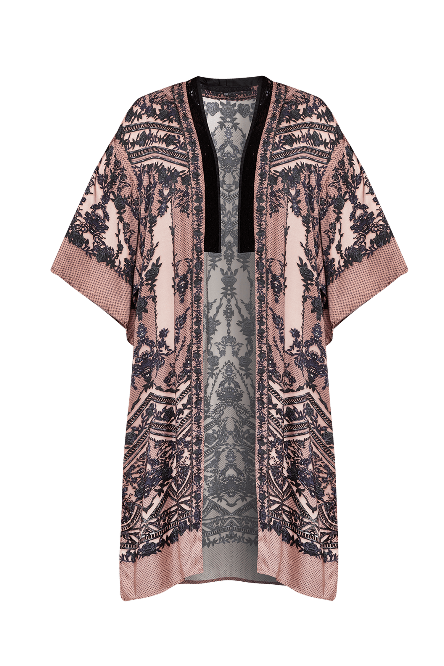 KIMONO EN VISCOSE SATINÉE - POUDRE GRAFFITI