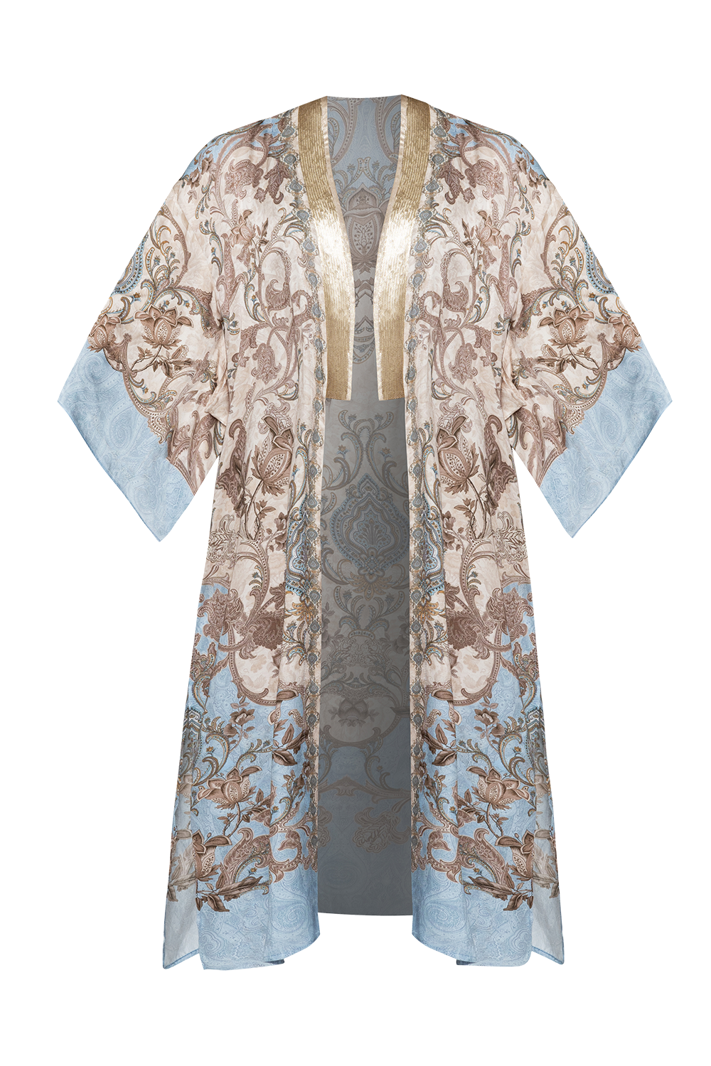 LUXURY SATIN VISCOSE KIMONO - PAISLEY SKY