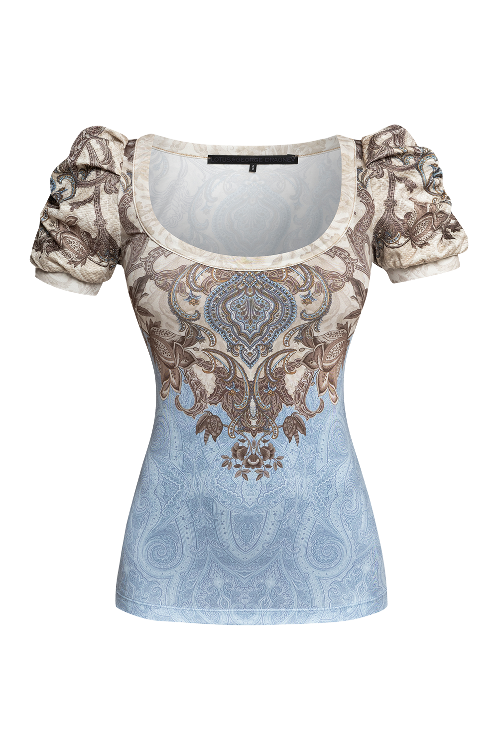 PUFF SLEEVE T-SHIRT - PAISLEY SKY
